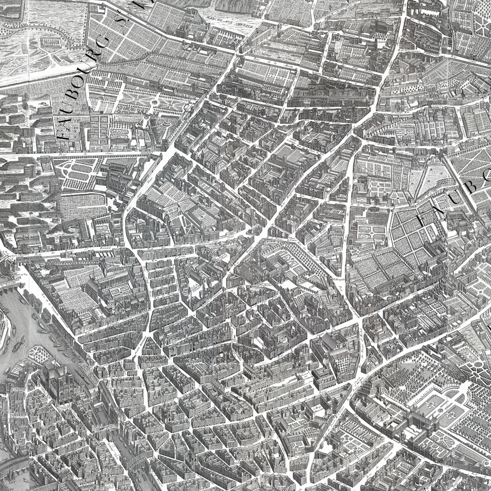 Paris | Historical Map | 1739 | Reproduction | Giclée Print