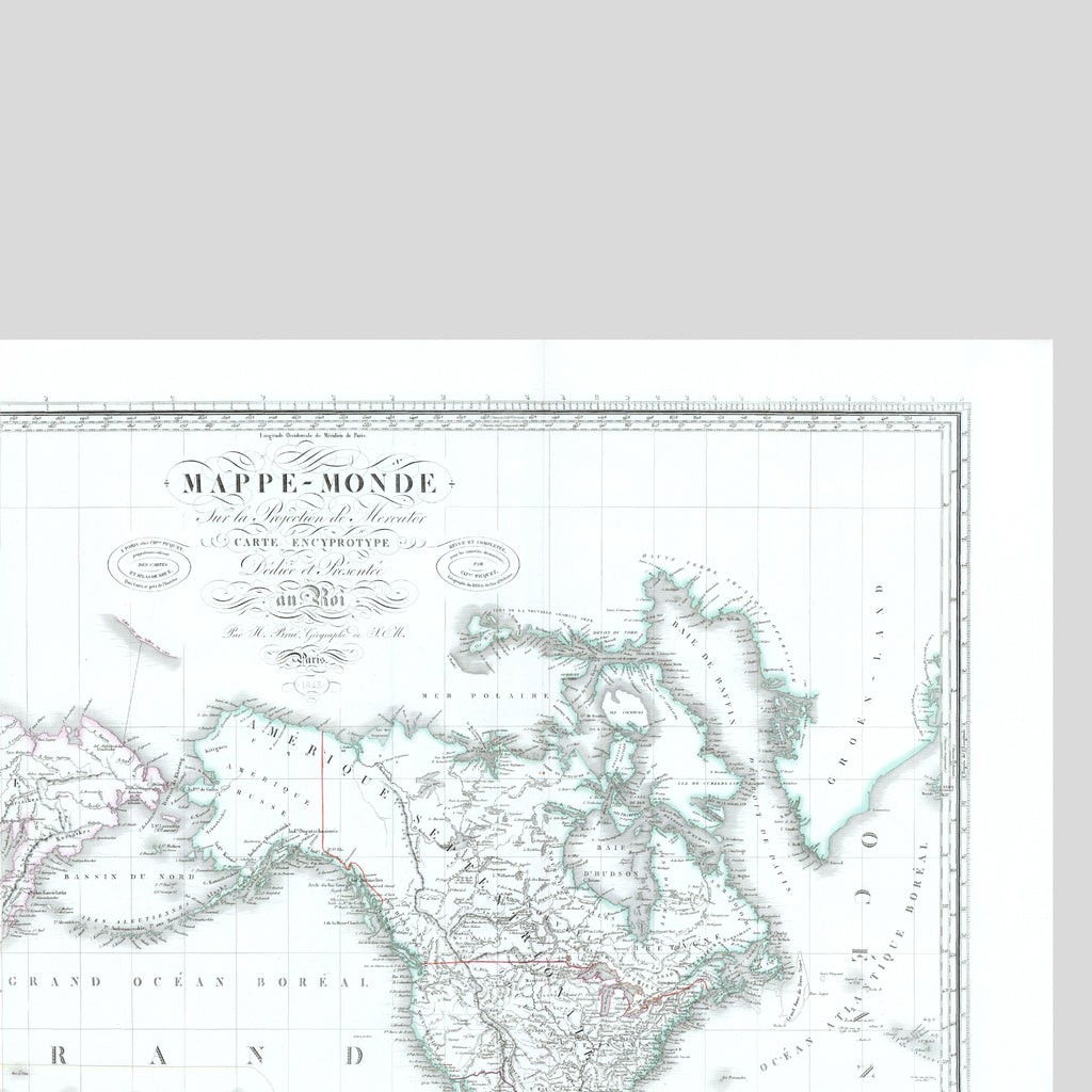 Mapa político mundial | 1843 | Meridiano 150 grados Este | Australia y Asia Oriental | Proyección de Mercator, Mundial | Tierra