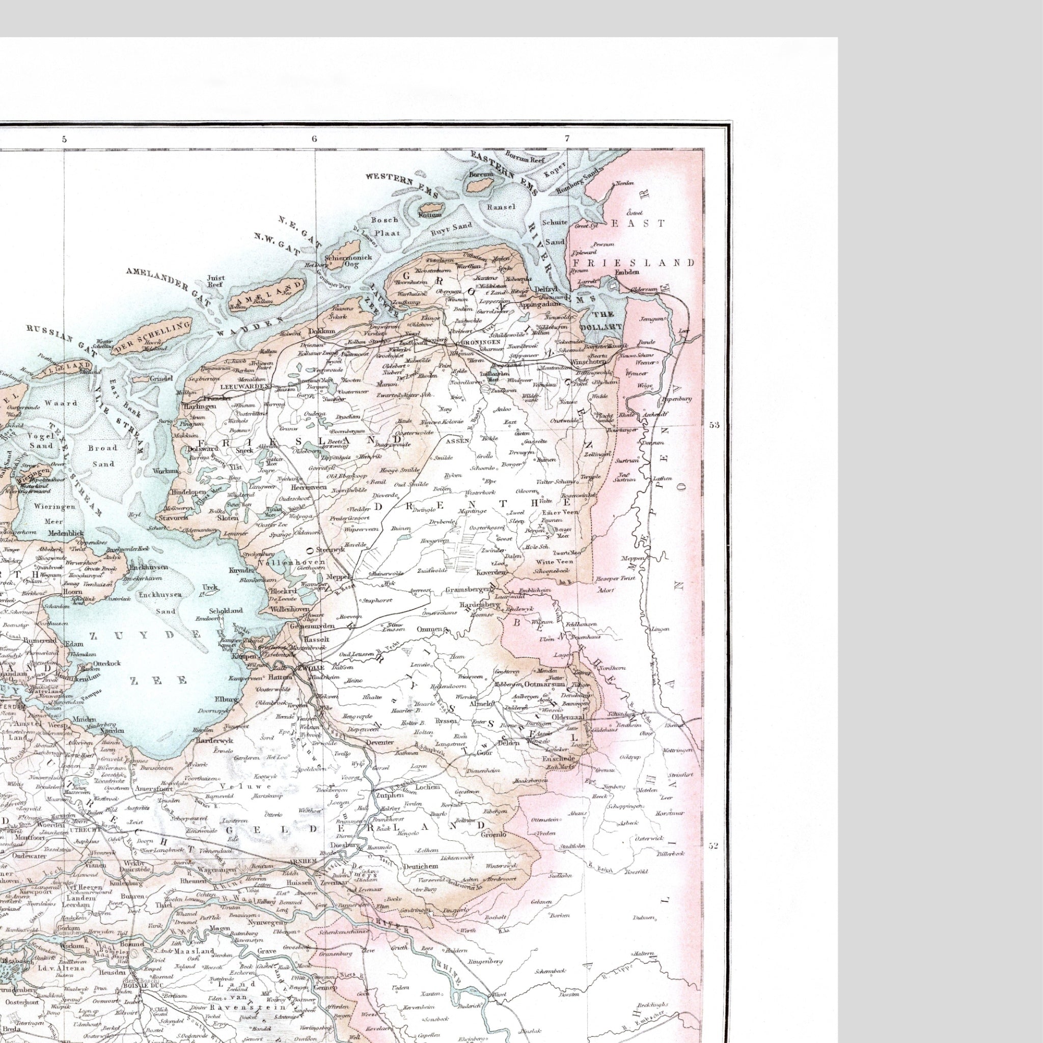 Niederlande | Belgien | Karte von 1872 | Vintage Map