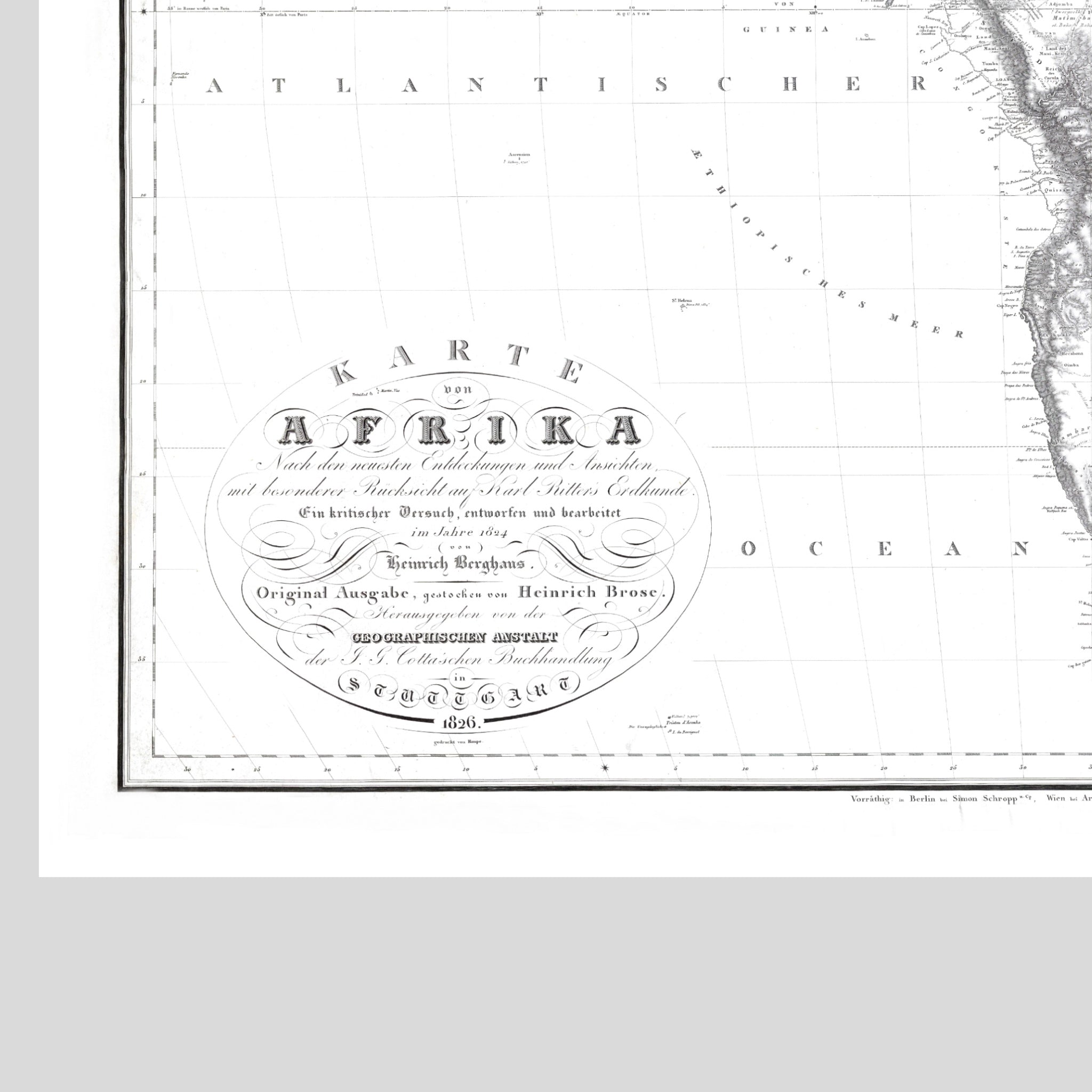 Afrika Landkarte | 1826 | Giclée-Druck