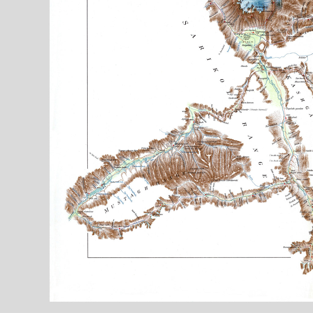 Tibet | Pamir | Historical Map | 1922 | Reproduction | Giclée Print