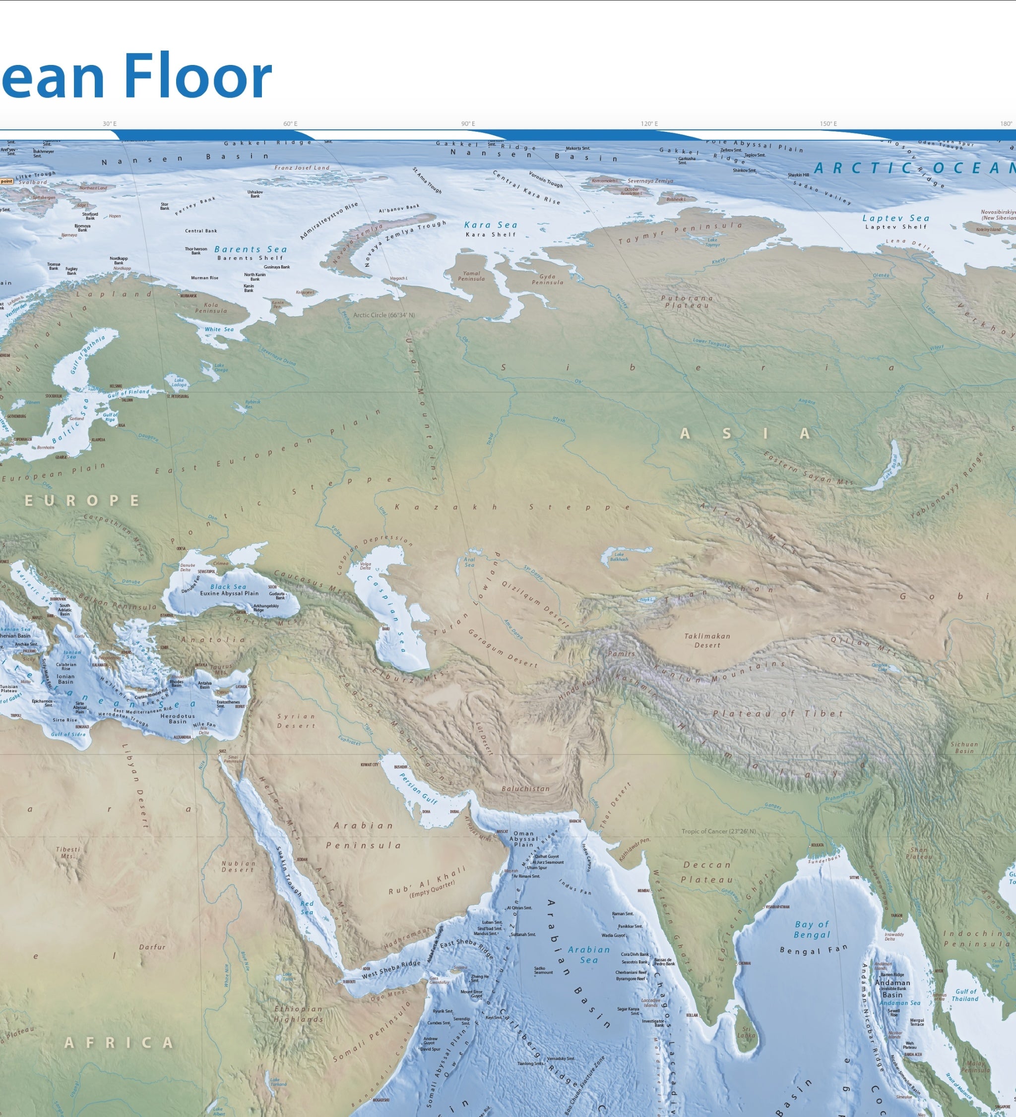 Weltmeeresboden | Meridian 11 Grad Ost | Equal-Earth-Projektion
