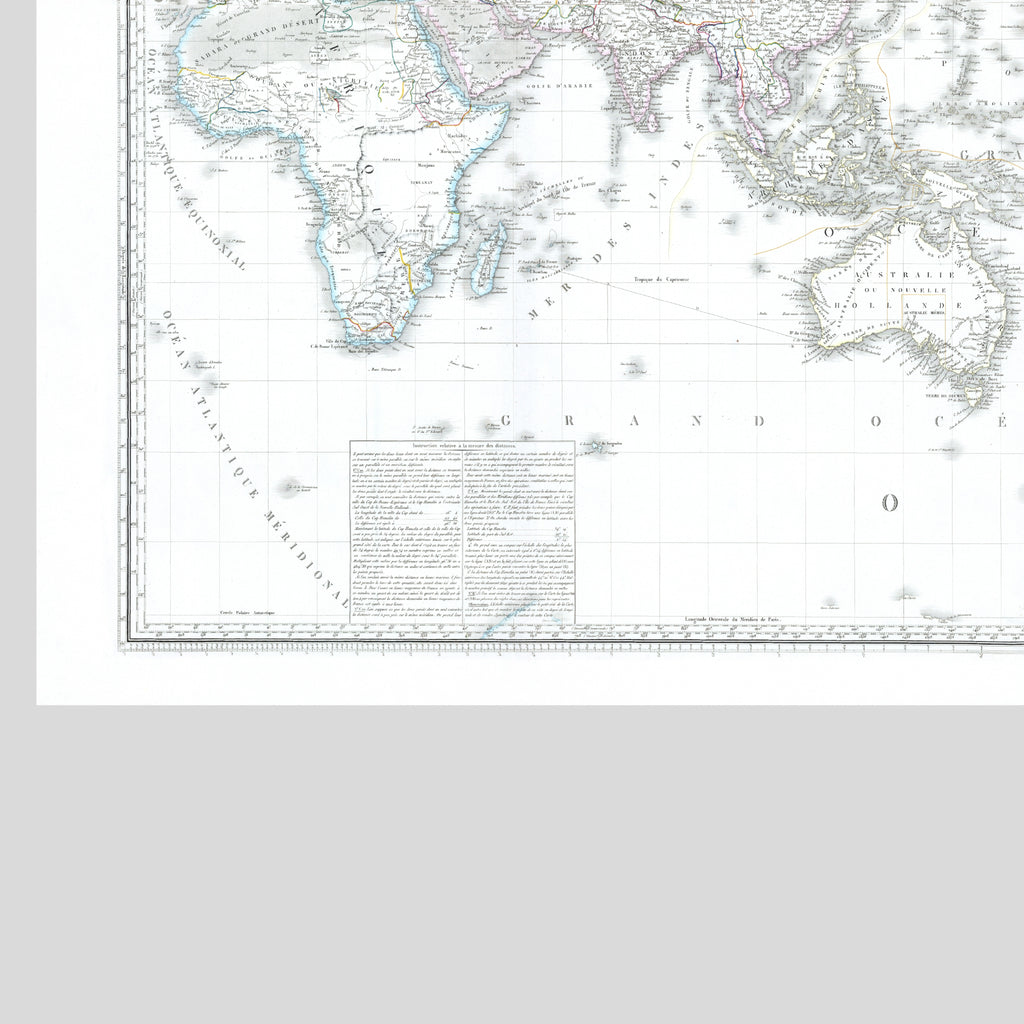 Mapa político mundial | 1843 | Meridiano 150 grados Este | Australia y Asia Oriental | Proyección de Mercator, Mundial | Tierra