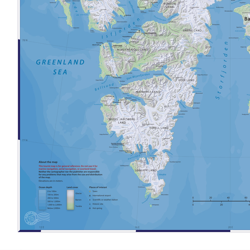 Svalbard Spitzbergen Landkarte Giclée-Druck