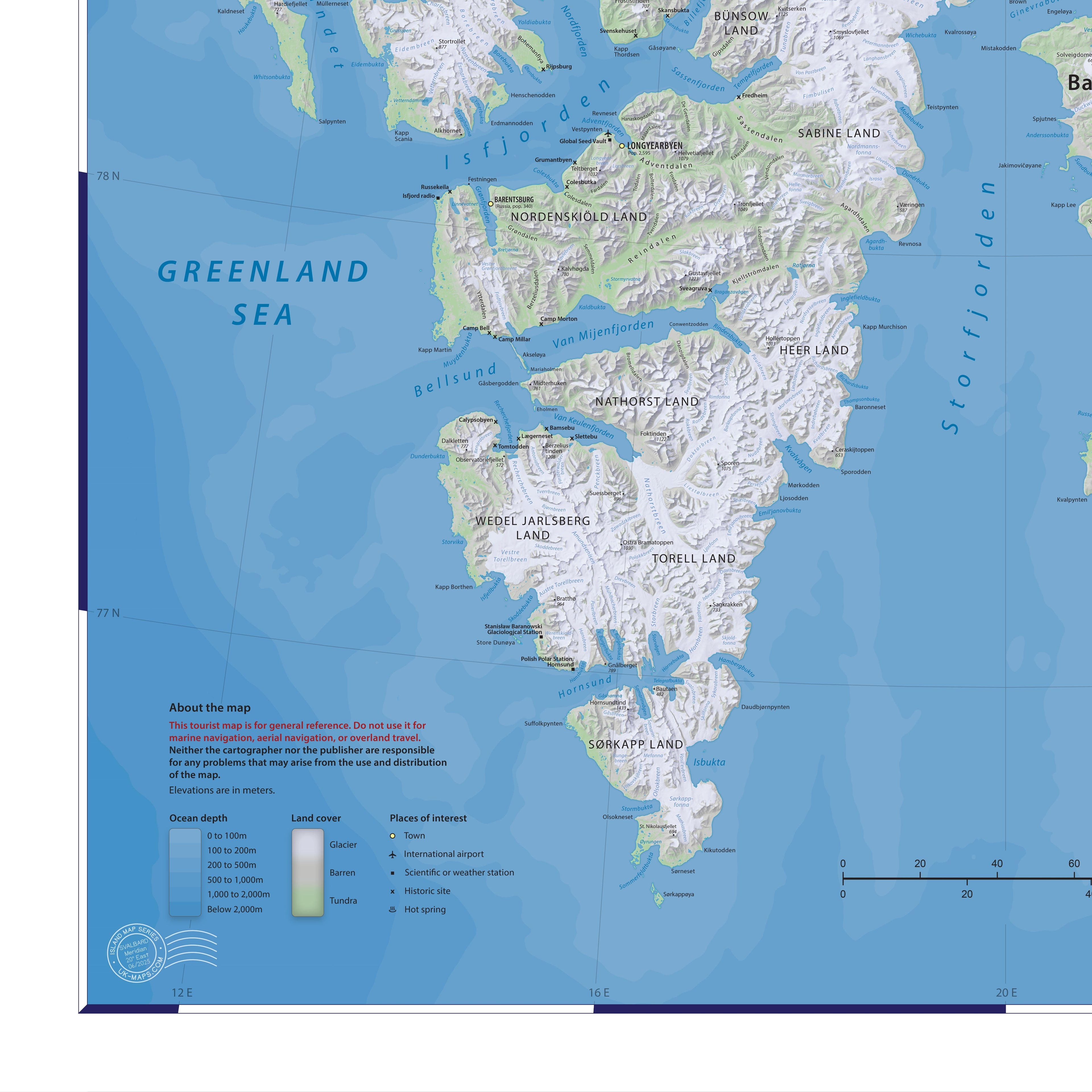 Svalbard Spitzbergen Landkarte Giclée-Druck