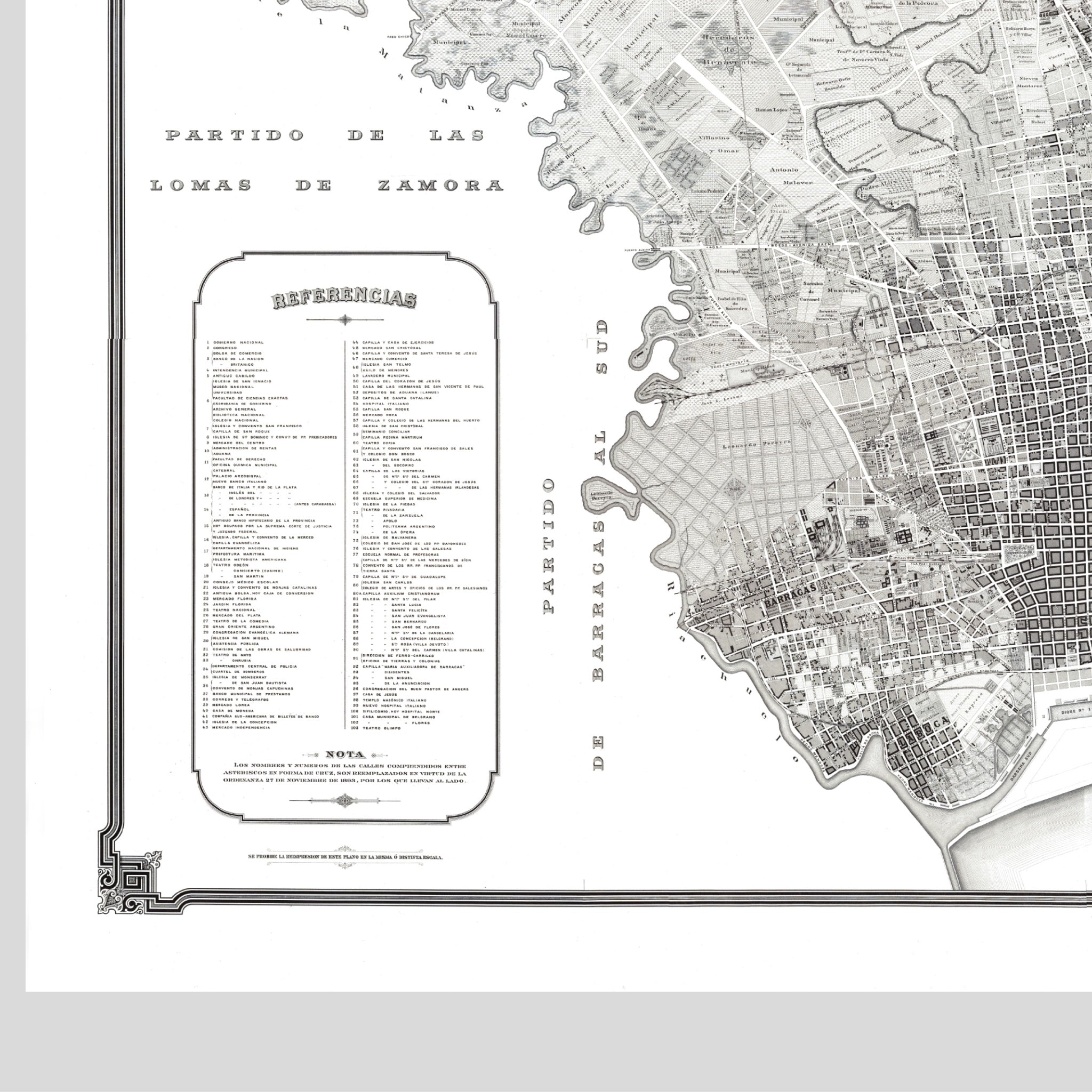 Buenos Aires | Stadtplan | Vintage Map | Giclée-Druck