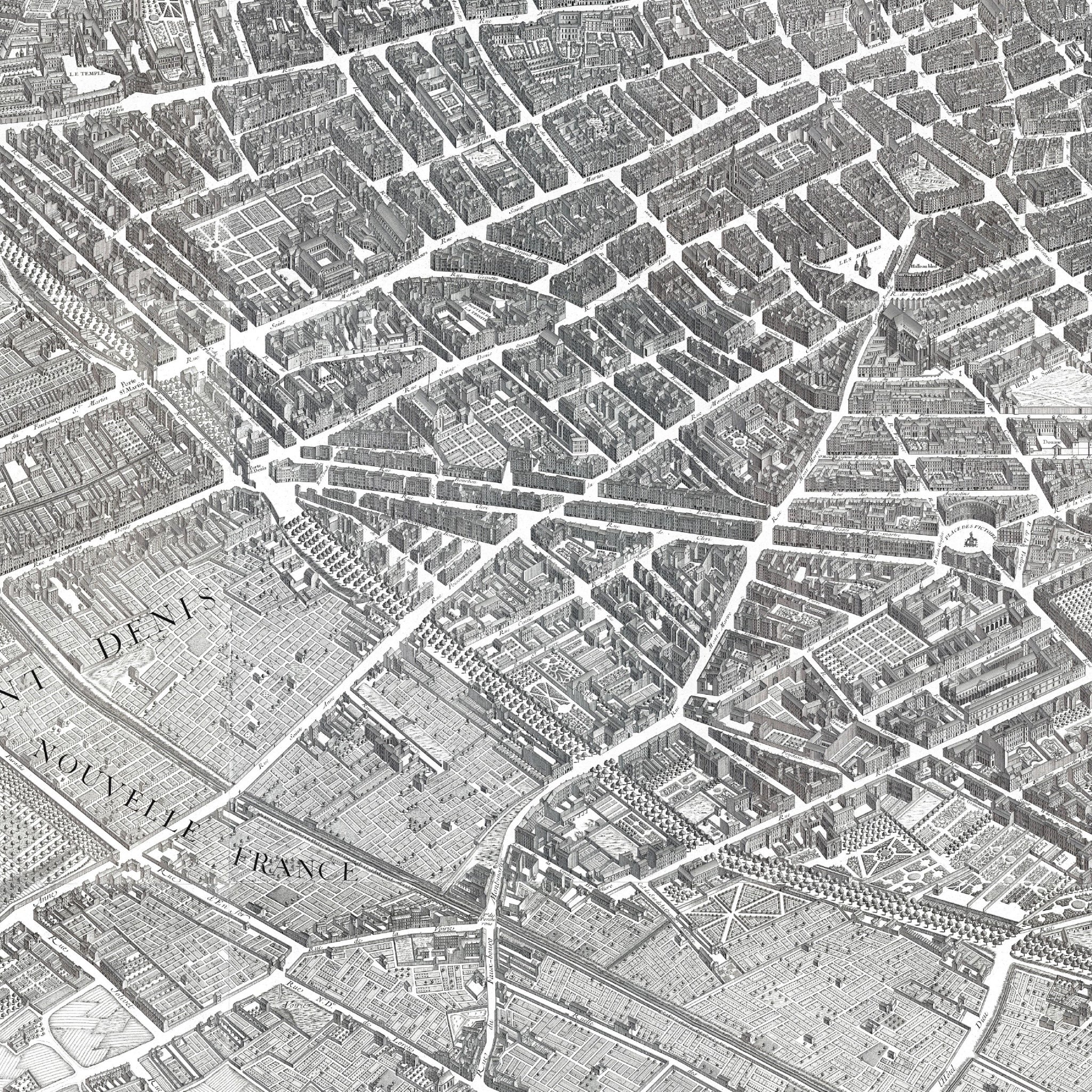 Paris | Historical Map | 1739 | Reproduction | Giclée Print