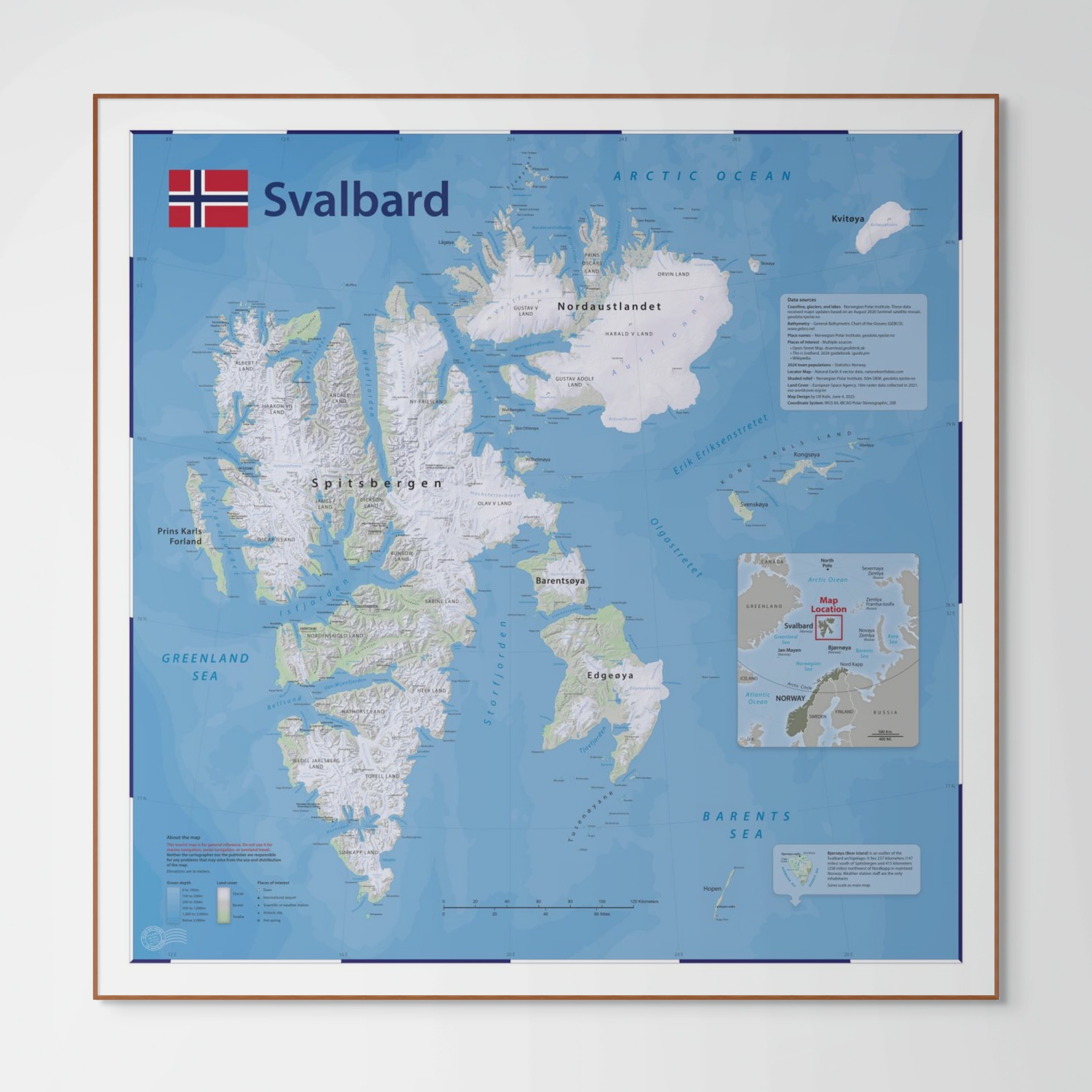 Svalbard Spitsbergen Map Giclée Print