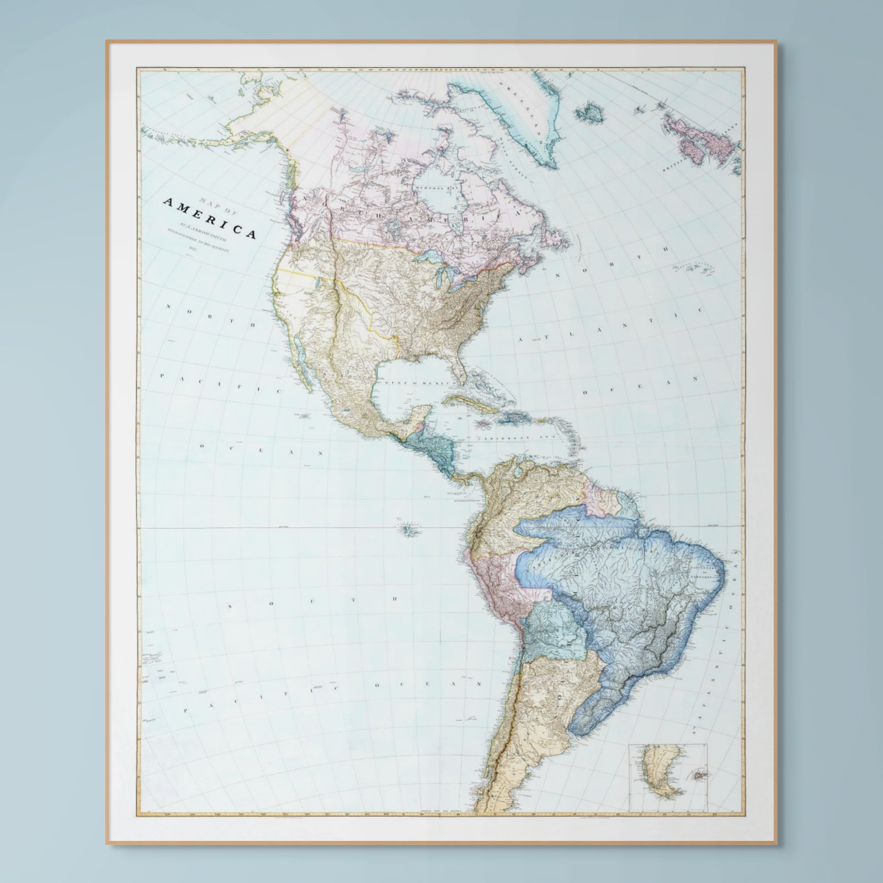 Amerika | Historische Karte | 1827 | Giclée-Druck