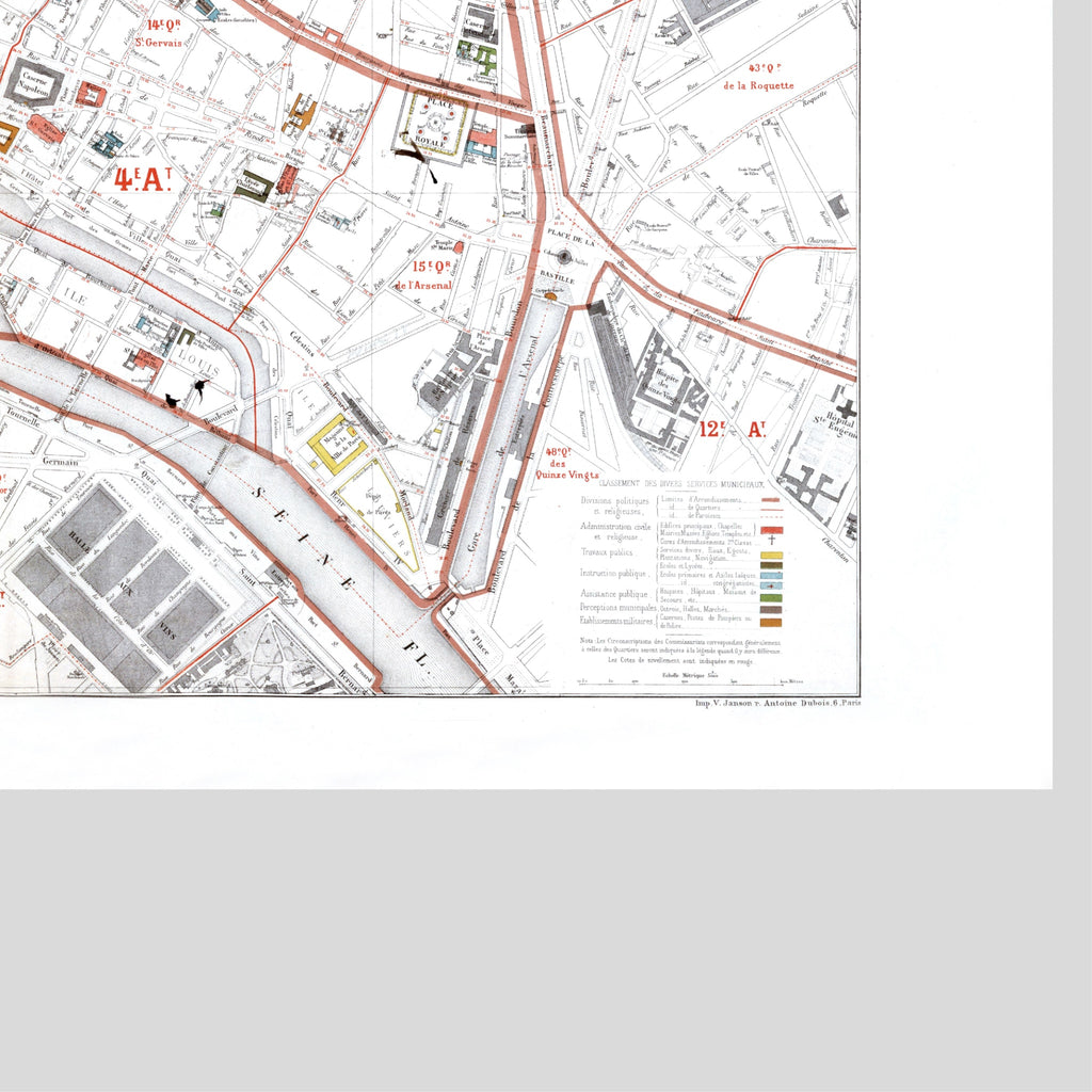 Haussmann | Paris 02 | 3. und 4 Arrondissement | Vintage Map