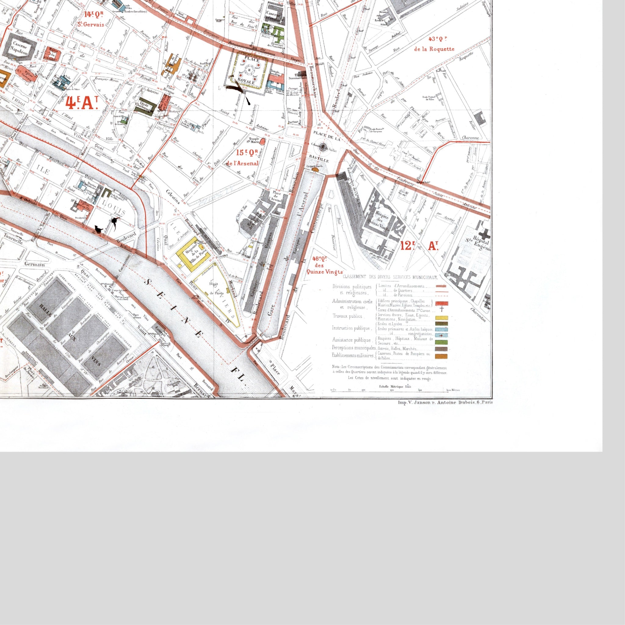 Haussmann | Paris 02 | 3. und 4 Arrondissement | Vintage Map