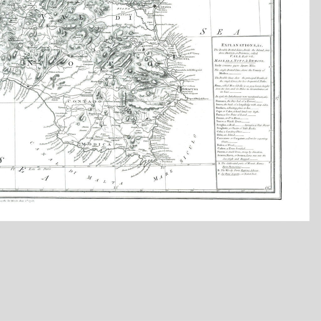 Sizilien | Italien| Seekarte | 1788 | Vintage Print