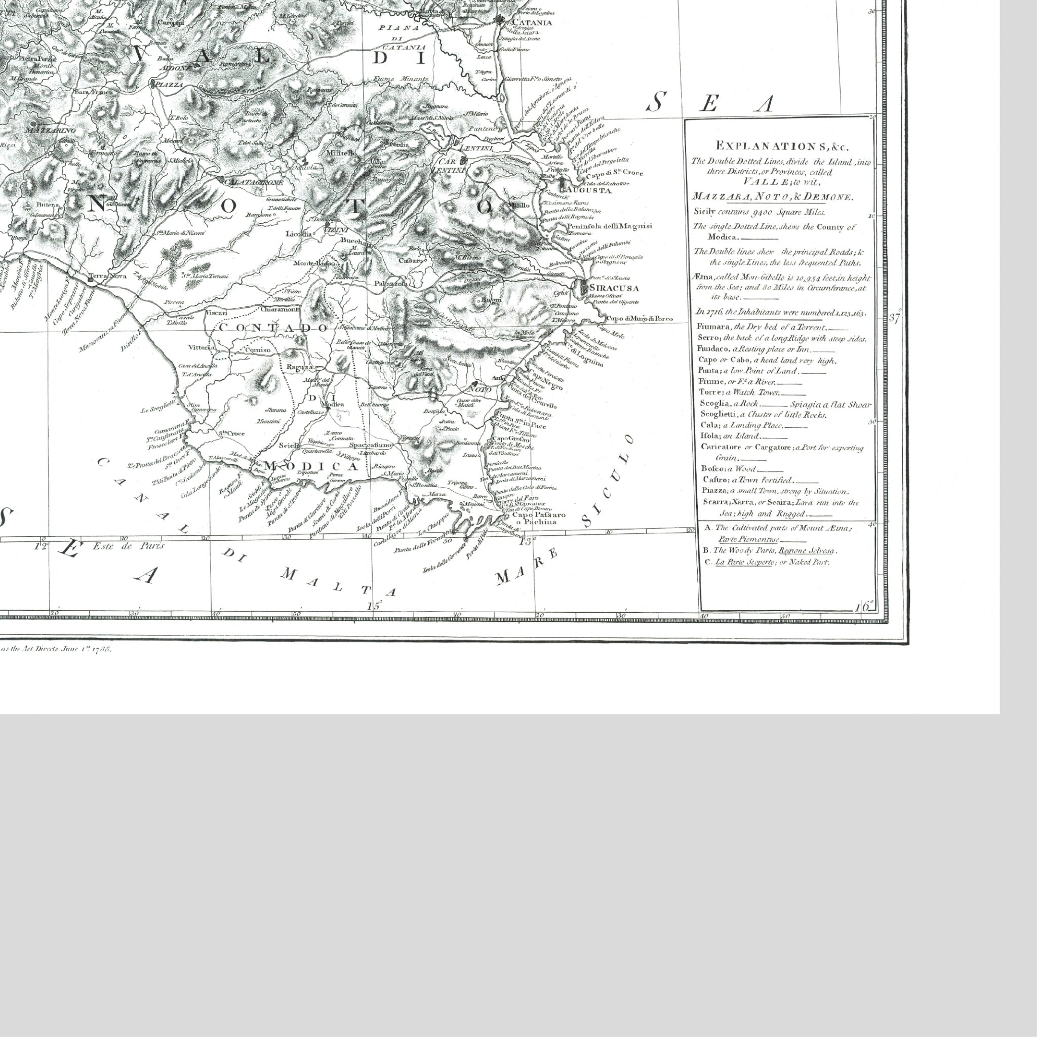 Sizilien | Italien| Seekarte | 1788 | Vintage Print
