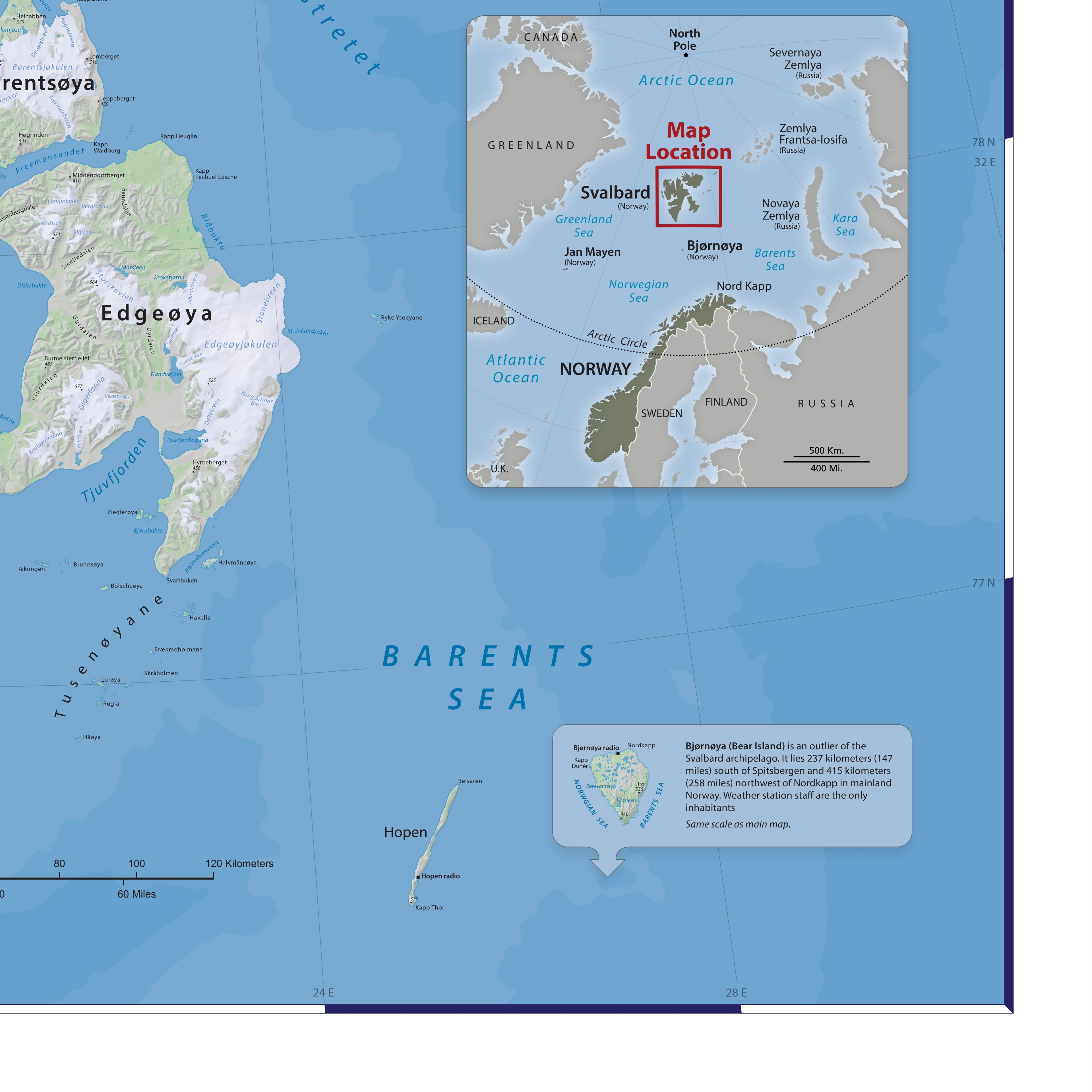 Svalbard Spitzbergen Landkarte Giclée-Druck