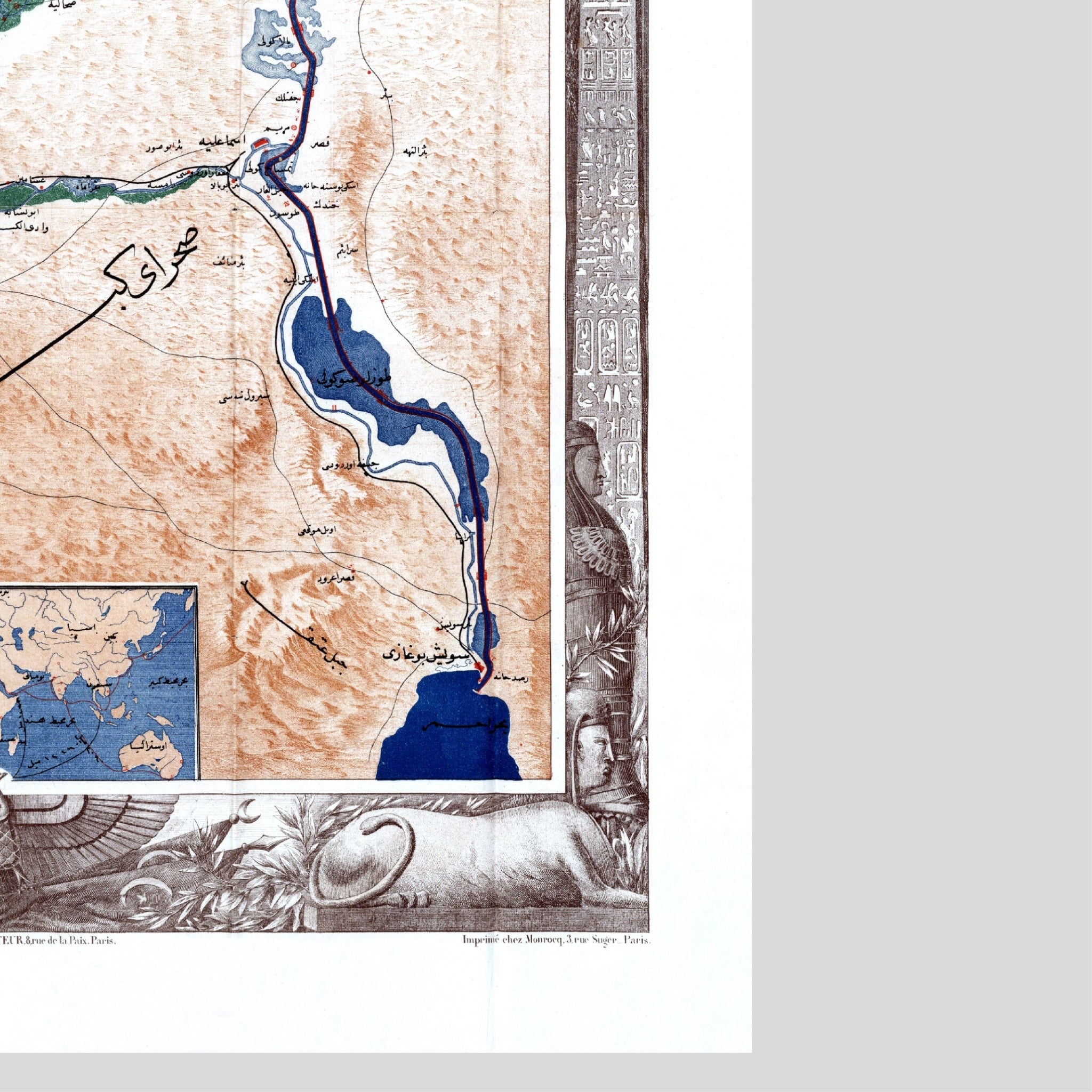 Suez-Kanal | Ägypten | Karte von 1869 | Vintage Map