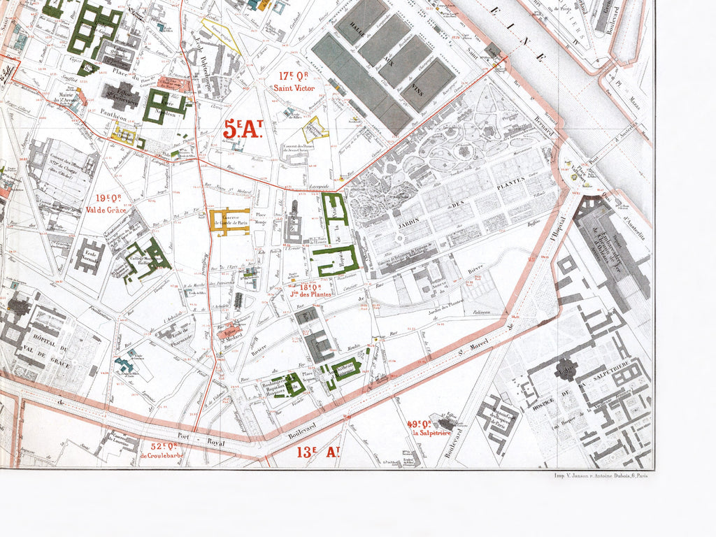 Haussmann | Paris 03 | 5. und 6 Arrondissement | Vintage Map