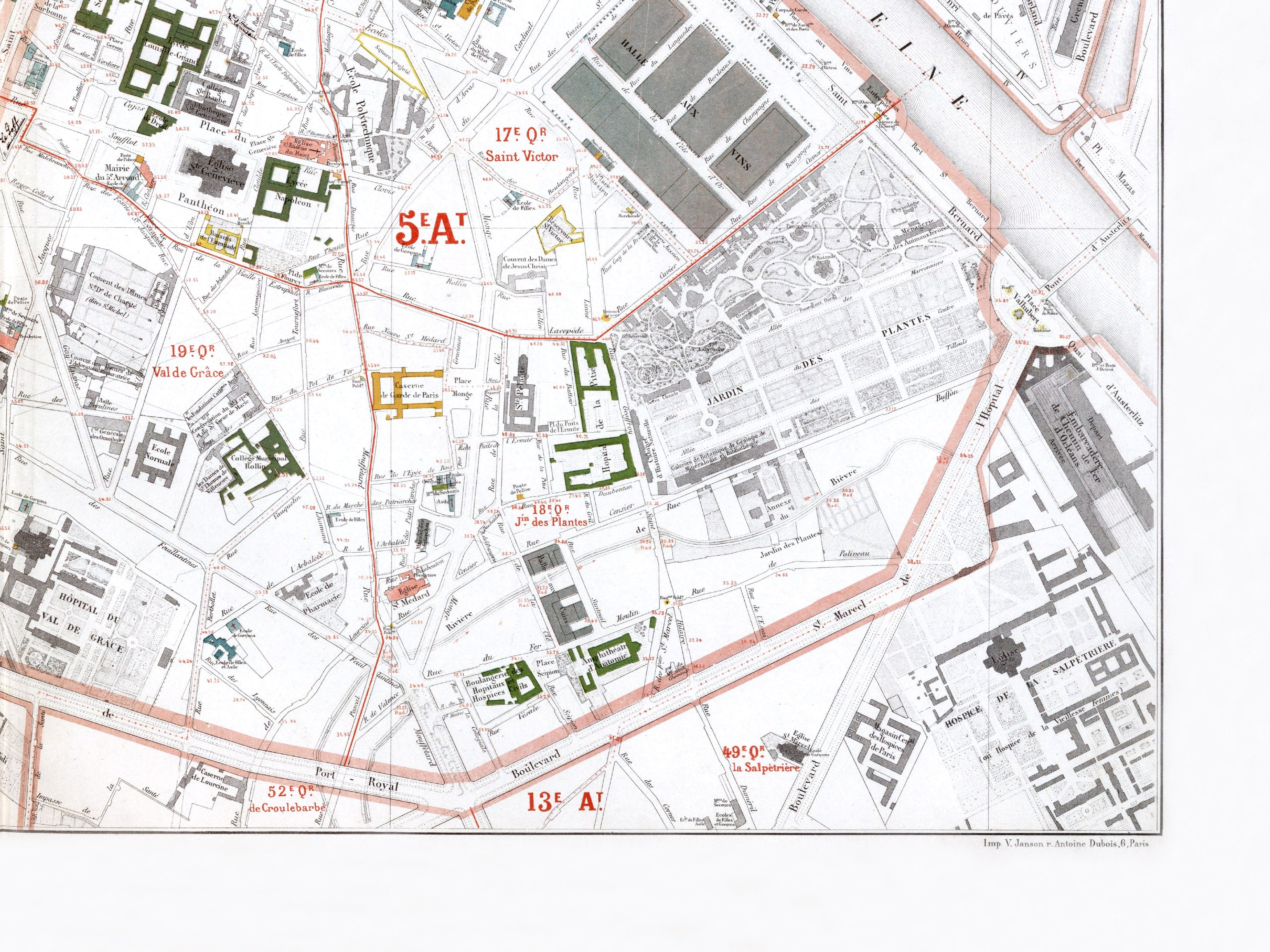 Haussmann | Paris 03 | 5. und 6 Arrondissement | Vintage Map