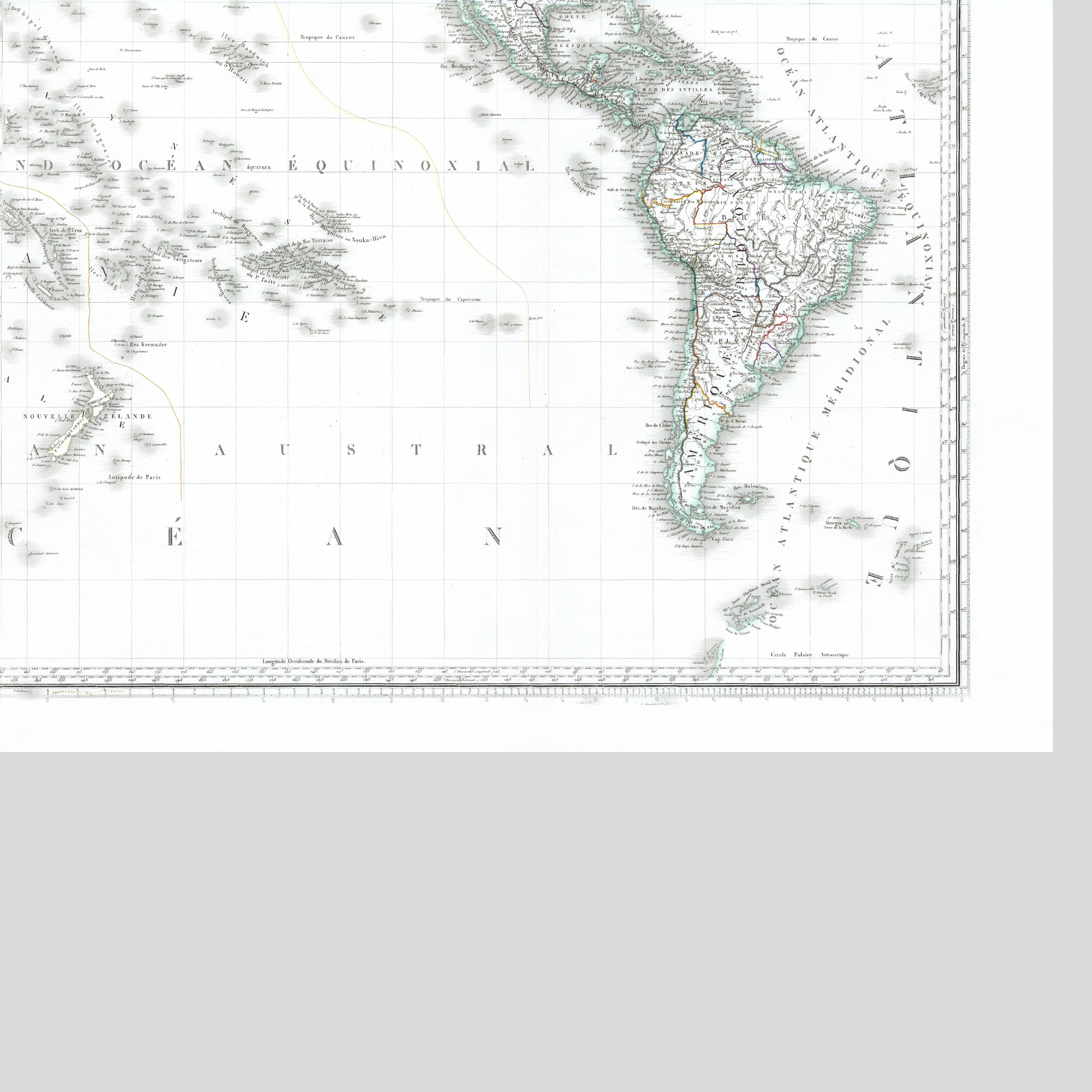 Mapa político mundial | 1843 | Meridiano 150 grados Este | Australia y Asia Oriental | Proyección de Mercator, Mundial | Tierra