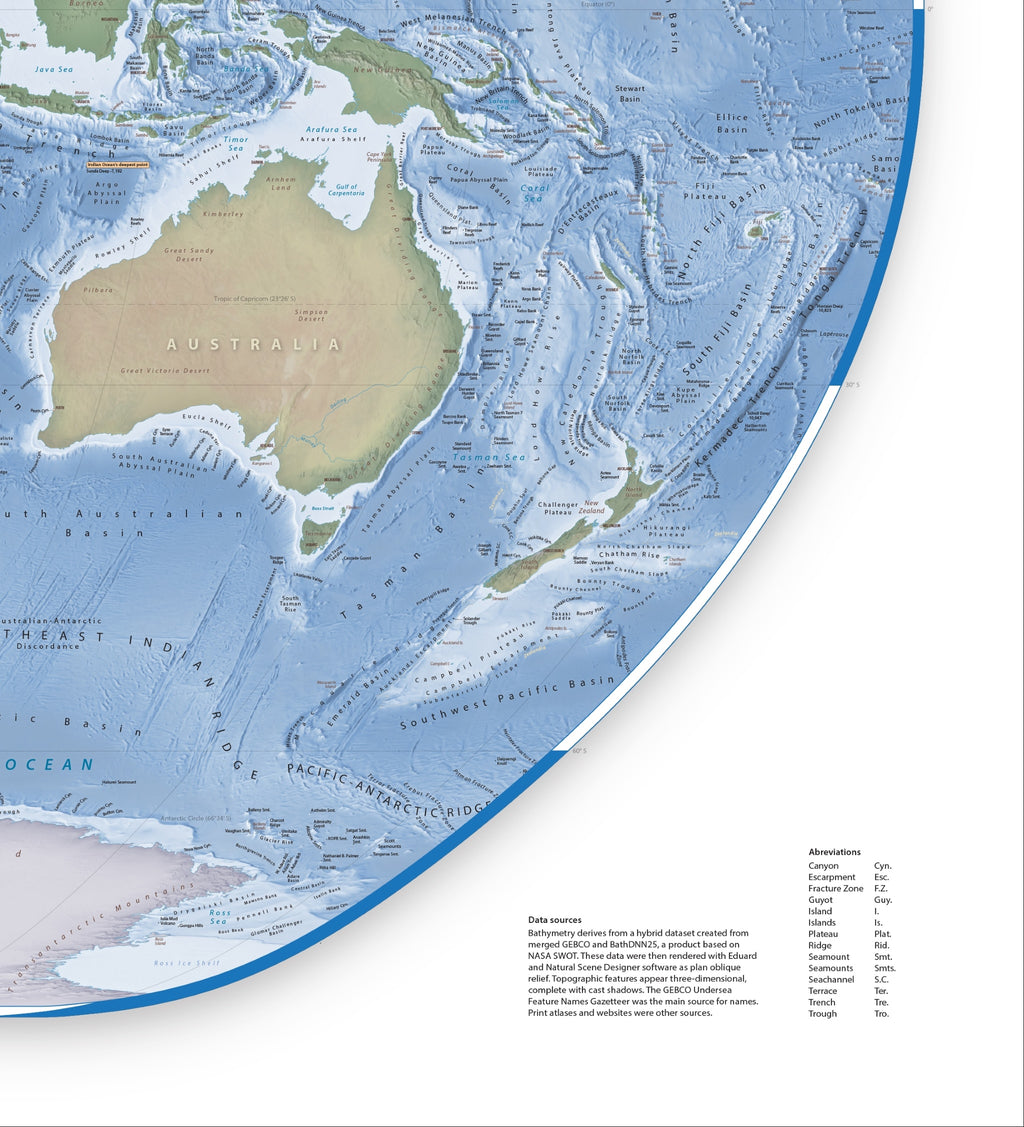 Weltmeeresboden | Meridian 11 Grad Ost | Equal-Earth-Projektion