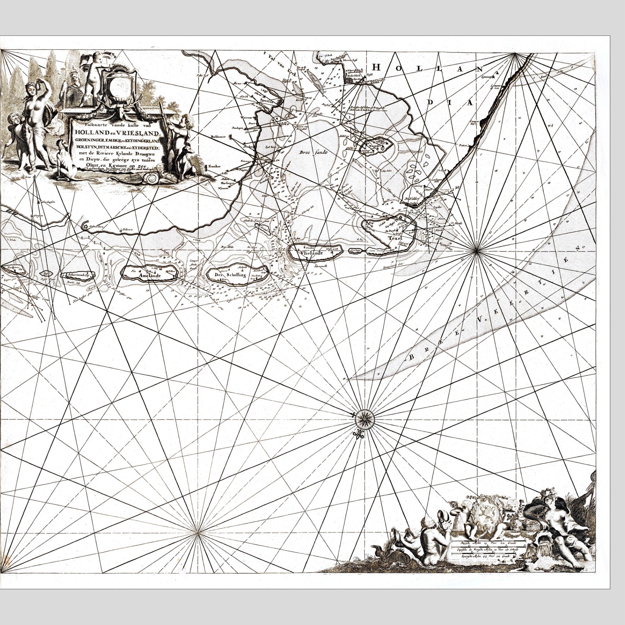 Nautical chart | Netherlands | Giclée print | 40 x 90 cm