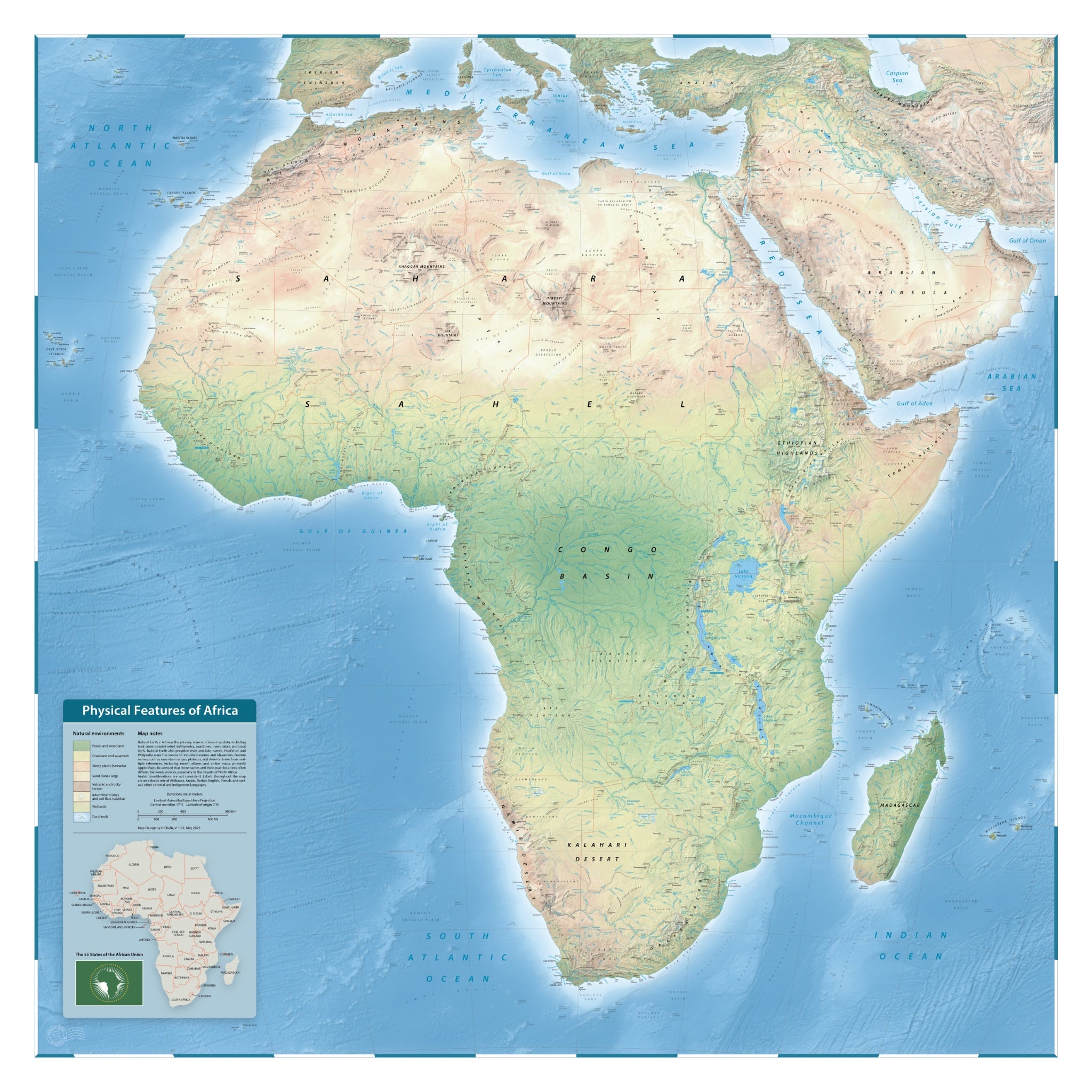 Afrika Landkarte | Giclée-Druck