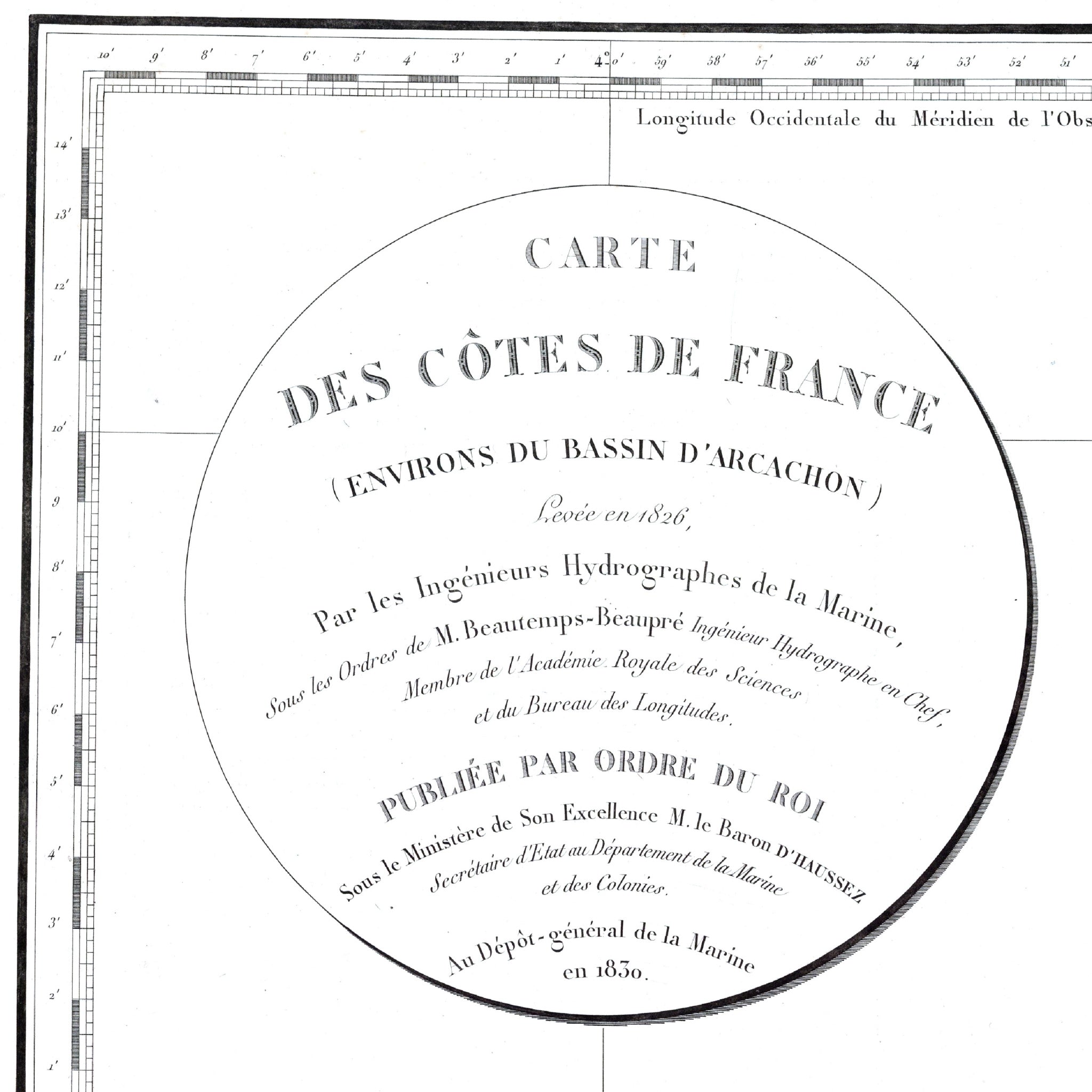 Arcachon | Frankreich | Seekarte | Karte von 1830