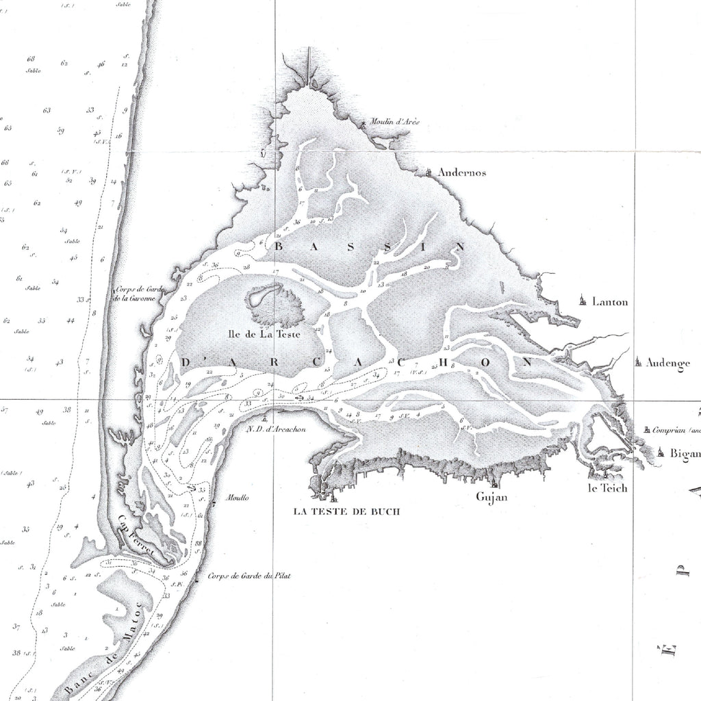 Arcachon | Frankreich | Seekarte | Karte von 1830