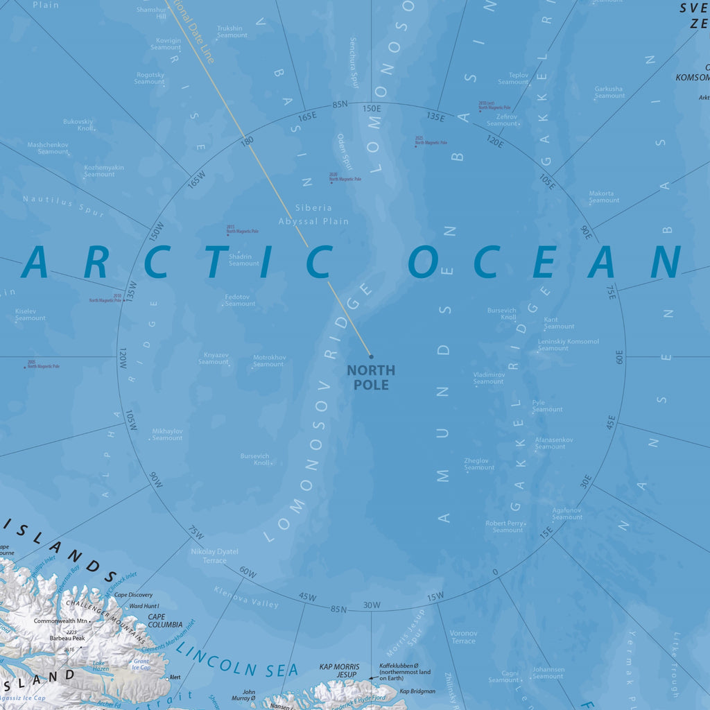 Arktis-Karte | 2025 | Giclée-Druck | Physische Karte der Nordpolarregion