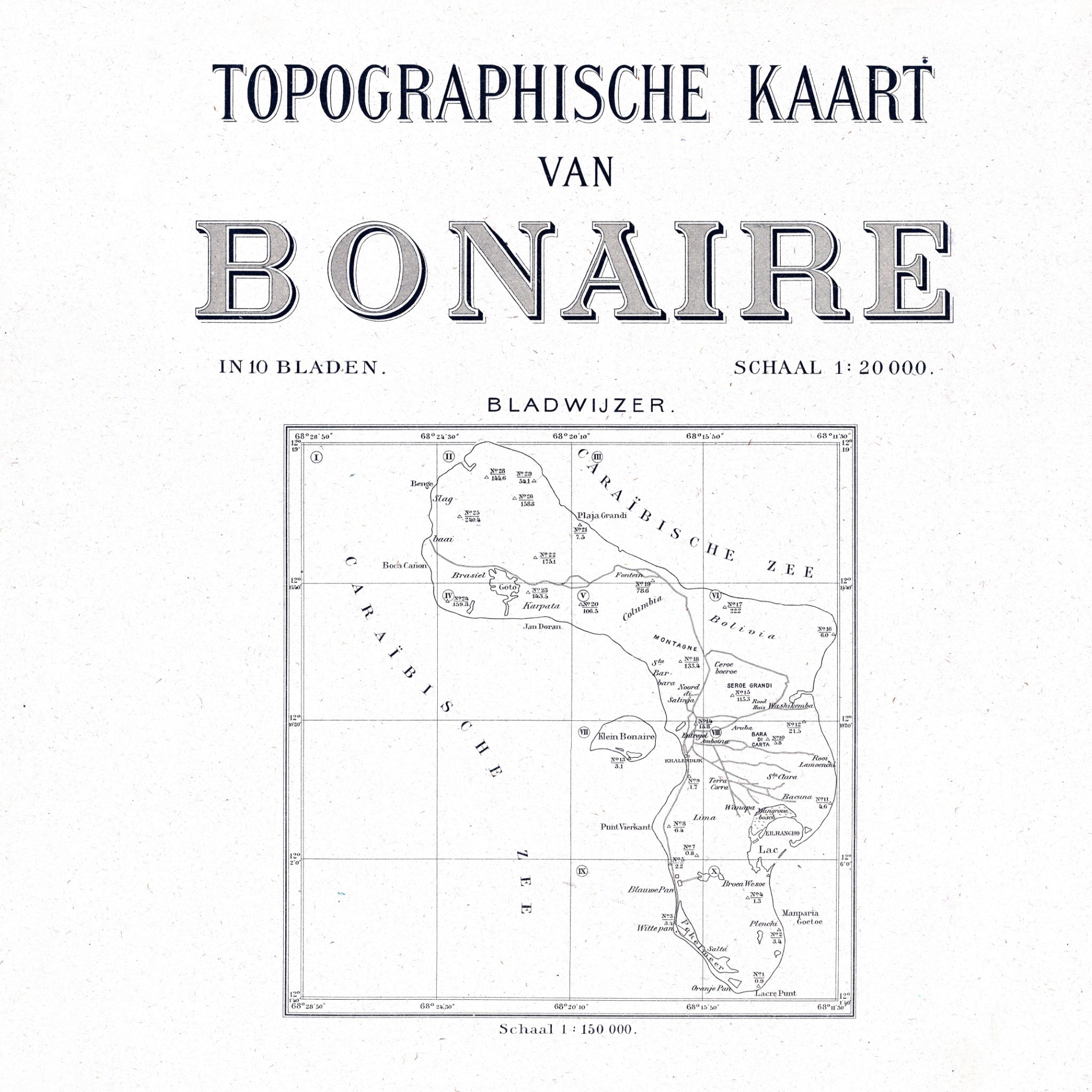 Bonaire | Landkarte | 1915 | Giclée-Druck