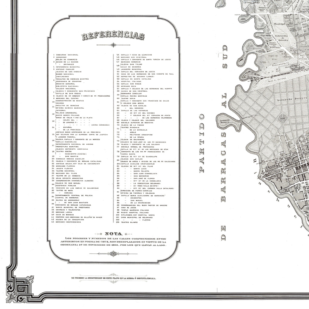 Buenos Aires | Stadtplan | Vintage Map | Giclée-Druck