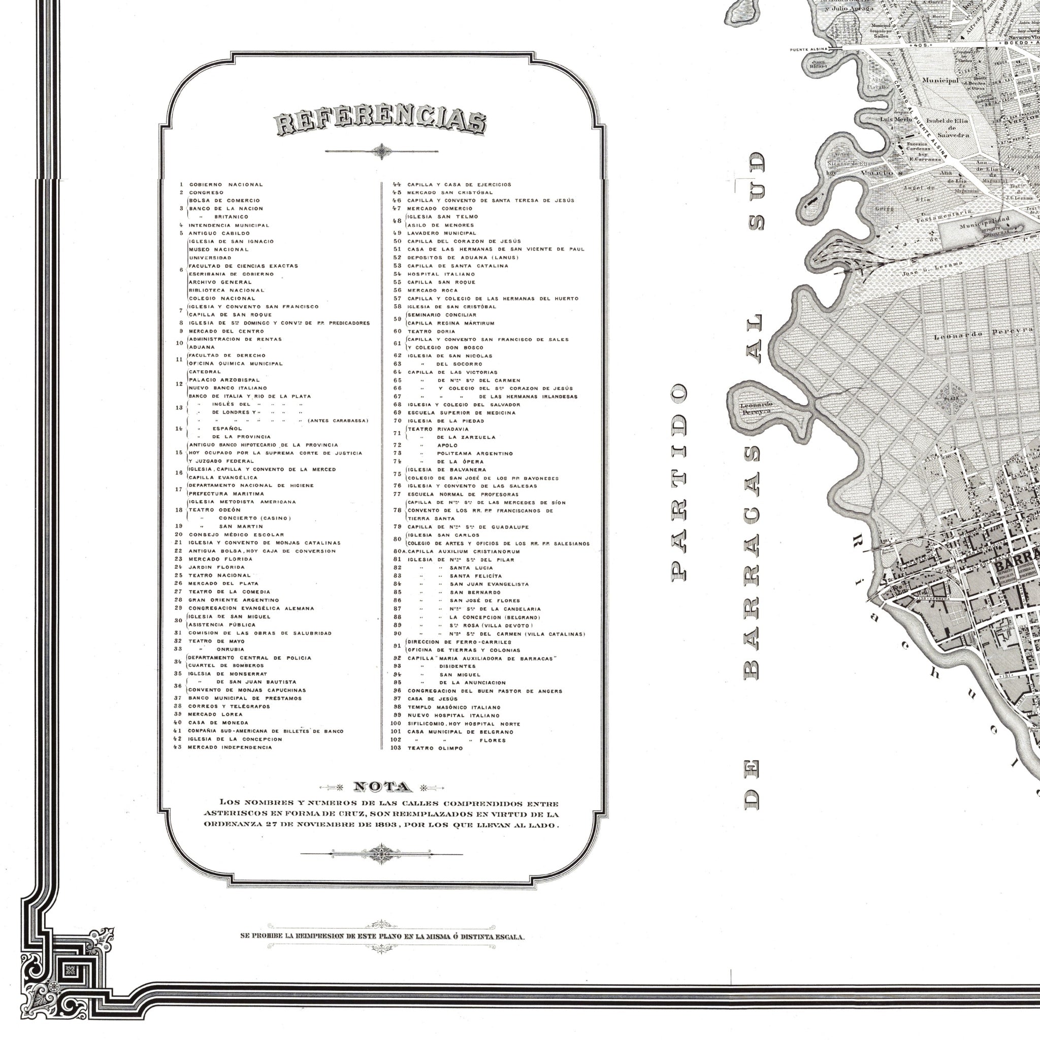 Buenos Aires | Stadtplan | Vintage Map | Giclée-Druck