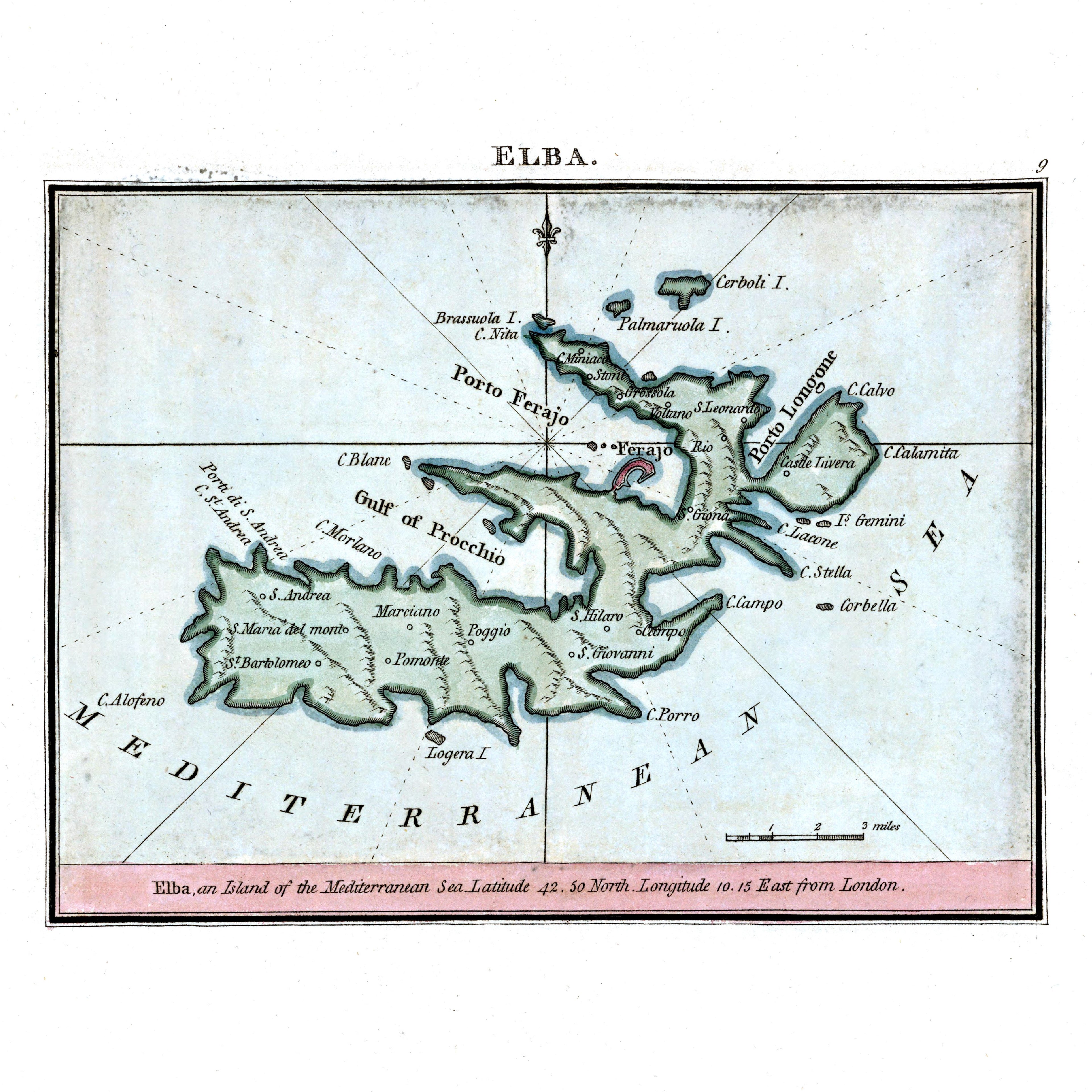 Seekarten-Atlas | Elba | Porto Ferraio | Karte von 1801 | Giclée Druck