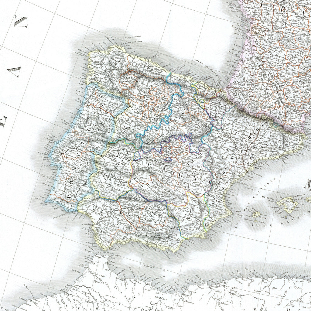 Europa Landkarte | Politische und Physische Landkarte Europas | Historische Kartographie | Giclée-Druck