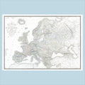 Europa Landkarte | Politische und Physische Landkarte Europas | Historische Kartographie | Giclée-Druck