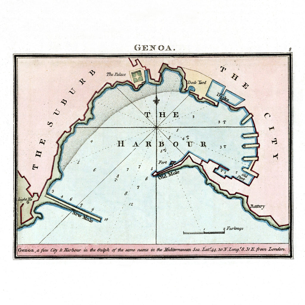 Seekarten-Atlas | Genua | Livorno | Karte von 1801 | Giclée Druck