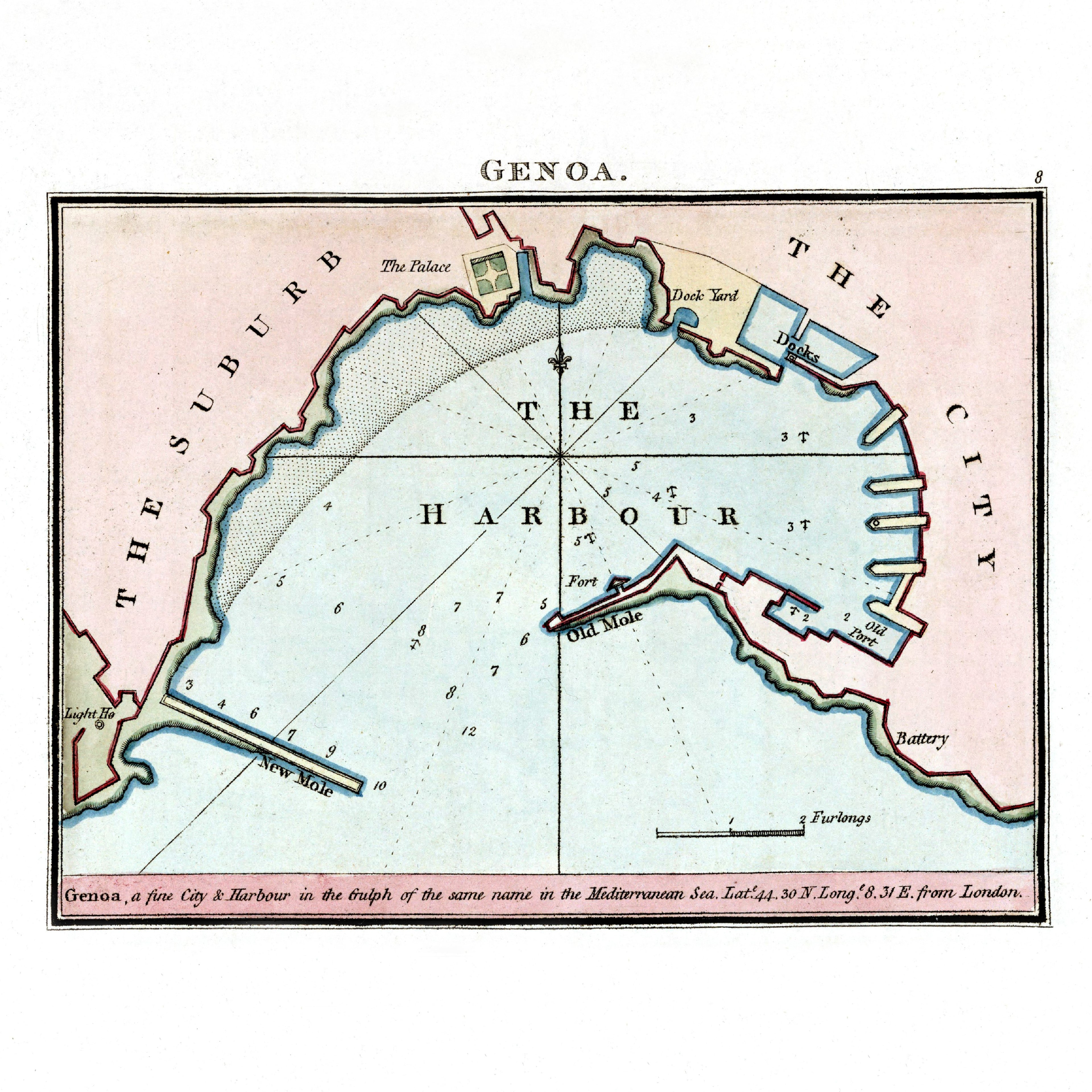 Seekarten-Atlas | Genua | Livorno | Karte von 1801 | Giclée Druck