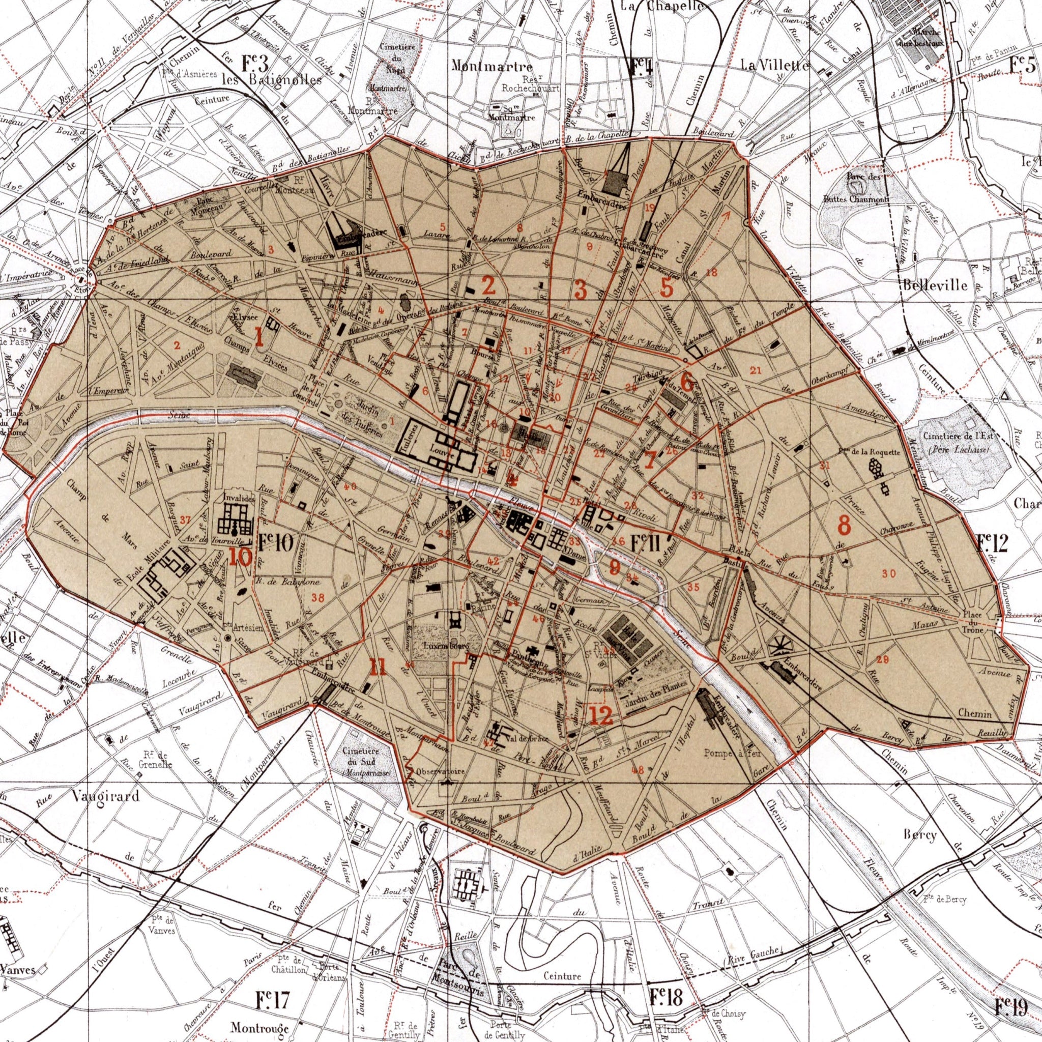 Haussmann | Paris | Paris avant l'annexion | Vintage Map