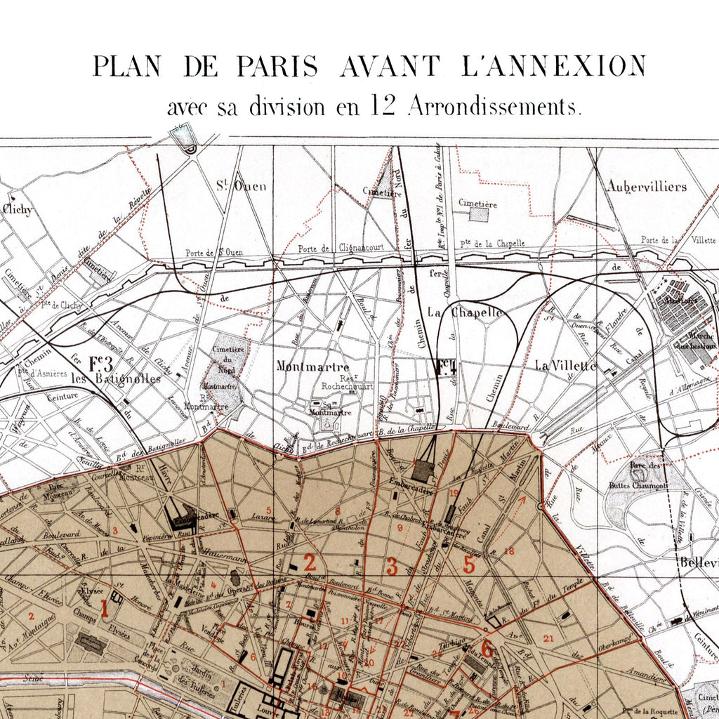 Haussmann | Paris | Paris avant l'annexion | Vintage Map