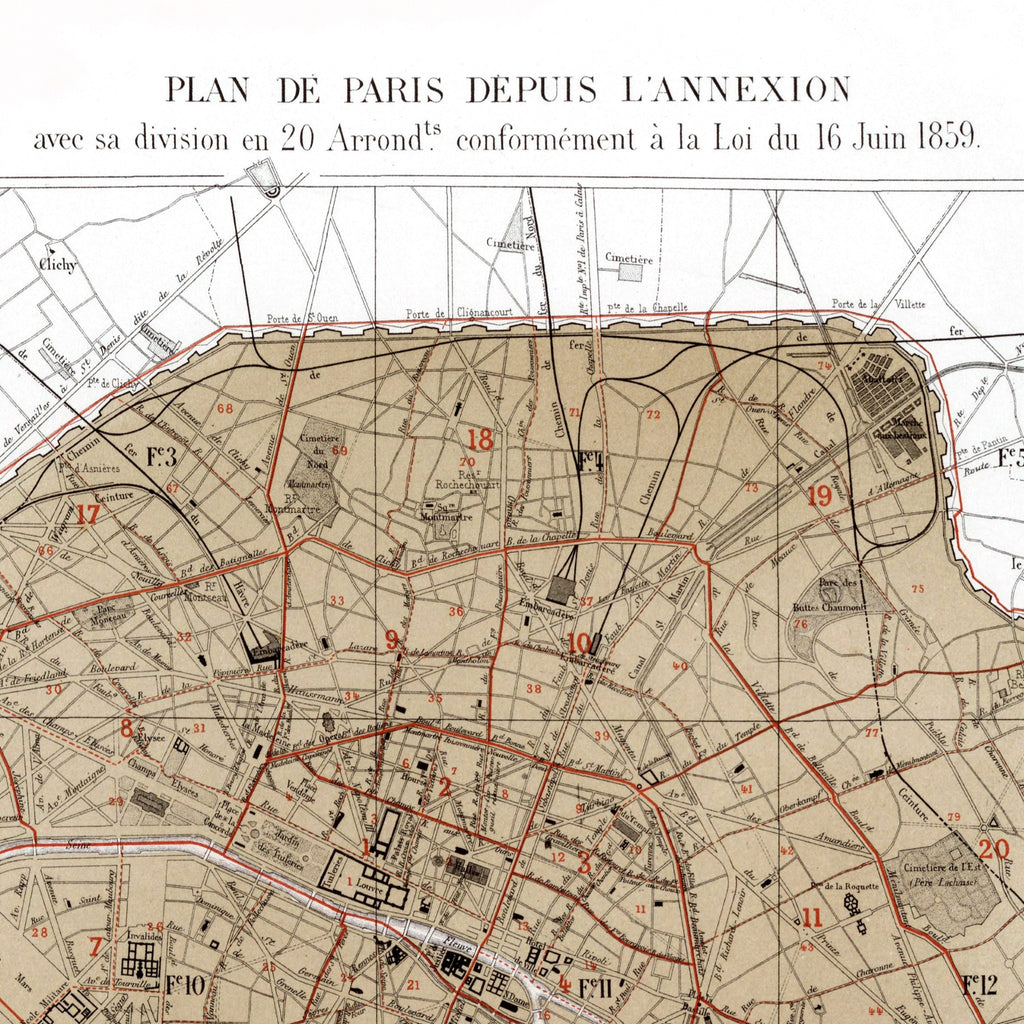 Haussmann | Paris | Paris depuis l'annexion | Vintage Map