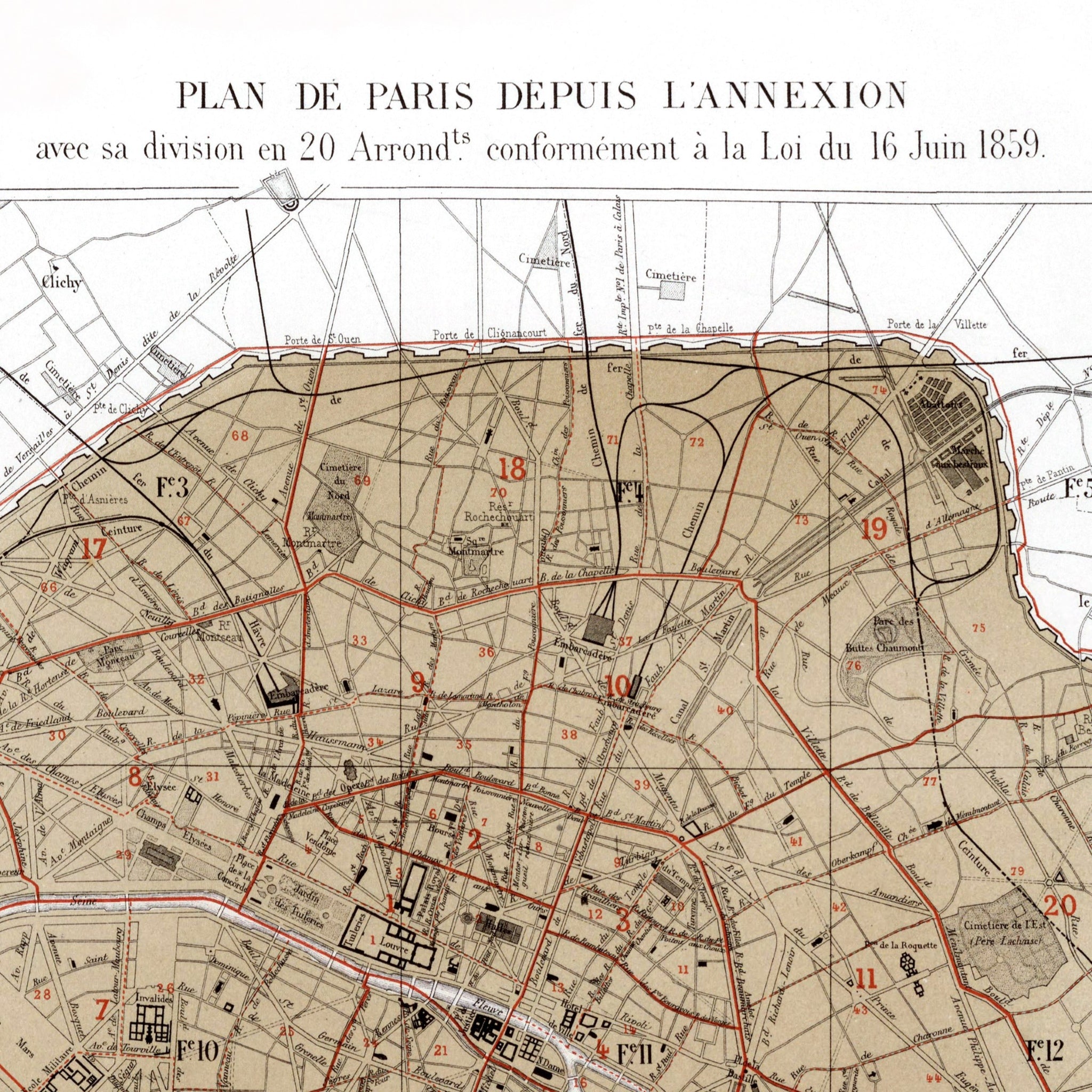 Haussmann | Paris | Paris depuis l'annexion | Vintage Map