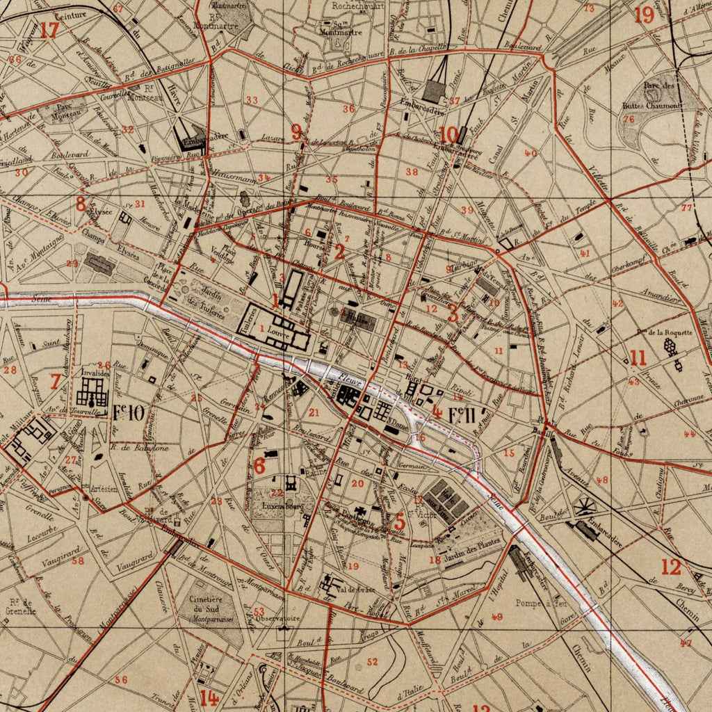 Haussmann | Paris | Paris depuis l'annexion | Vintage Map