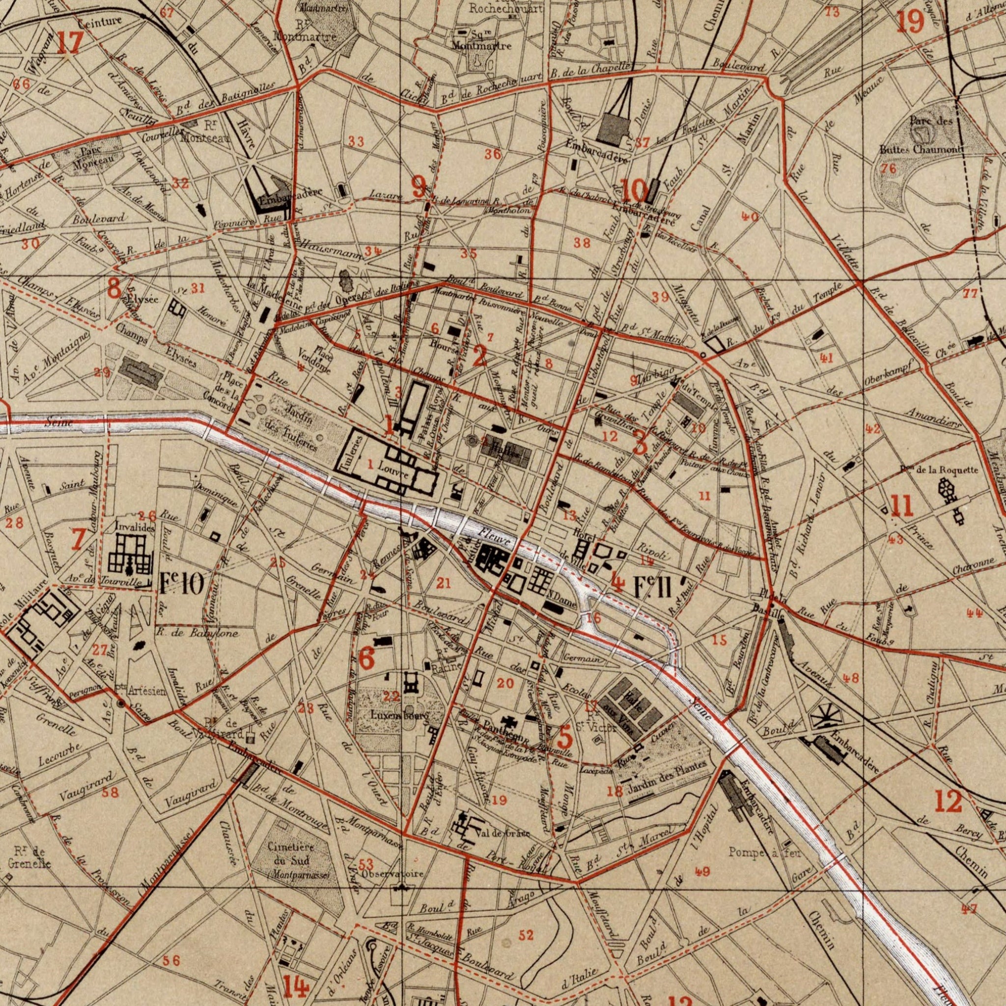 Haussmann | Paris | Paris depuis l'annexion | Vintage Map