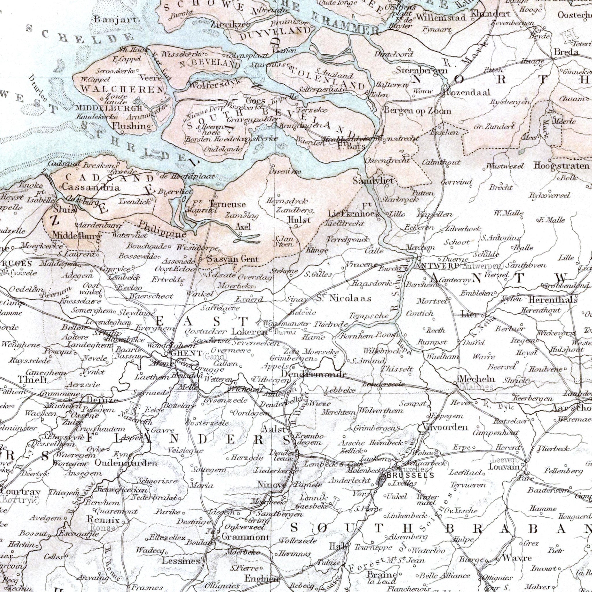 Niederlande | Belgien | Karte von 1872 | Vintage Map