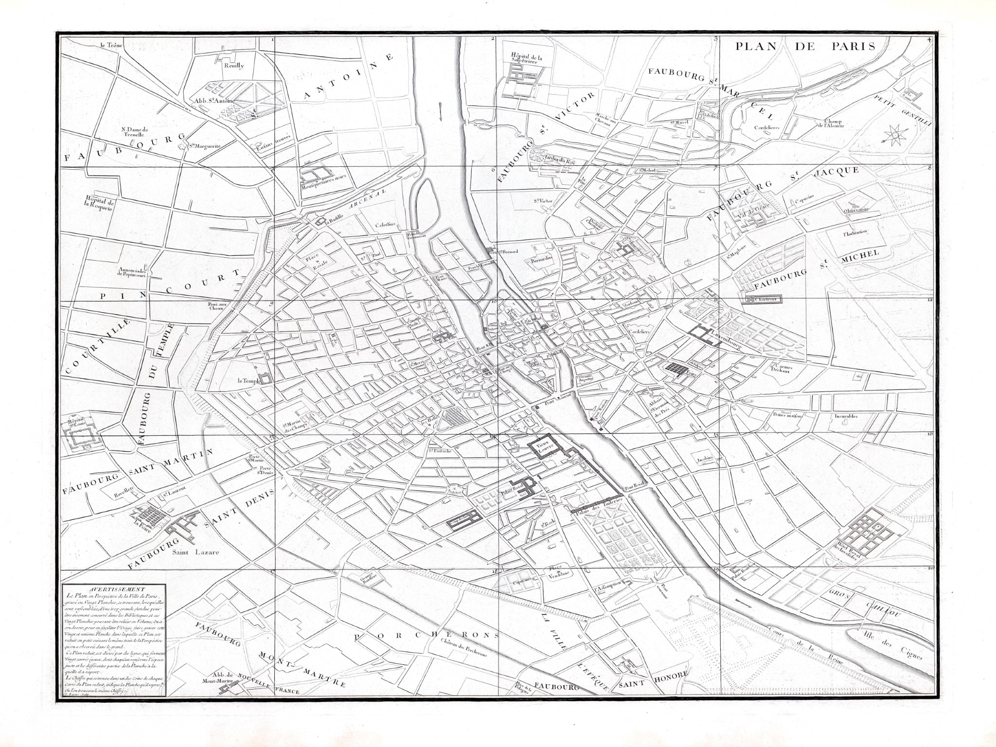 Paris | Historische Karte | 1739 | Reproduktion | Giclée-Druck