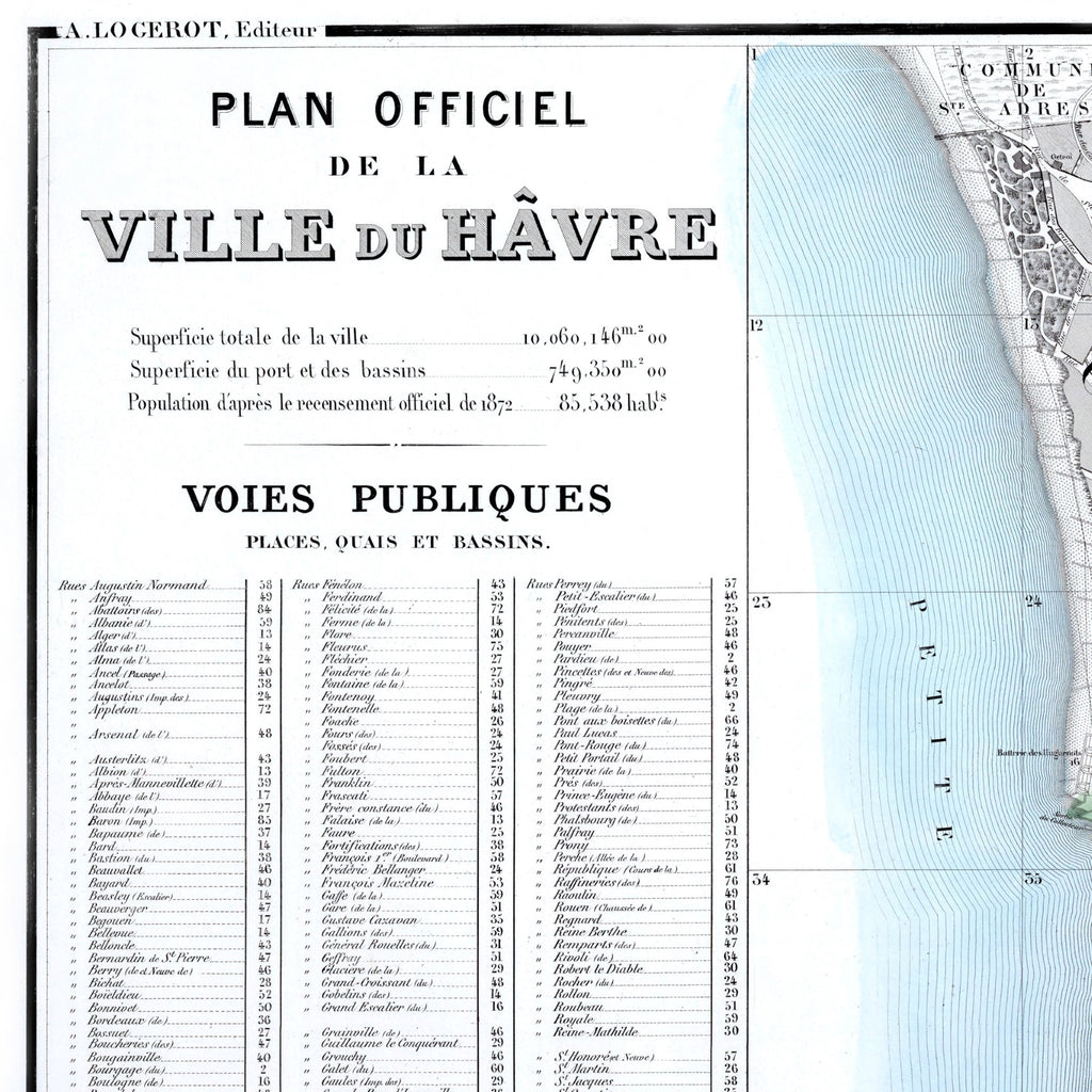 Le Havre | Frankreich | 1876 | Vintage Map