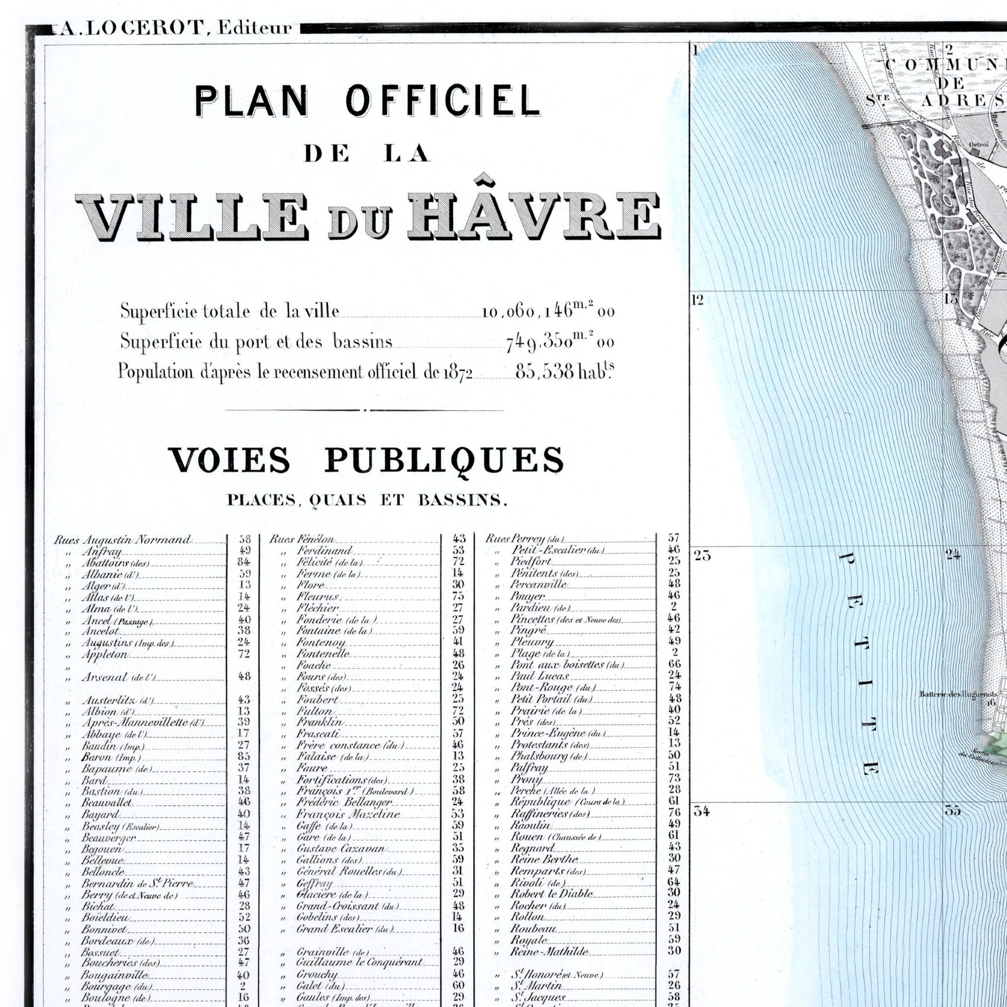 Le Havre | Frankreich | 1876 | Vintage Map