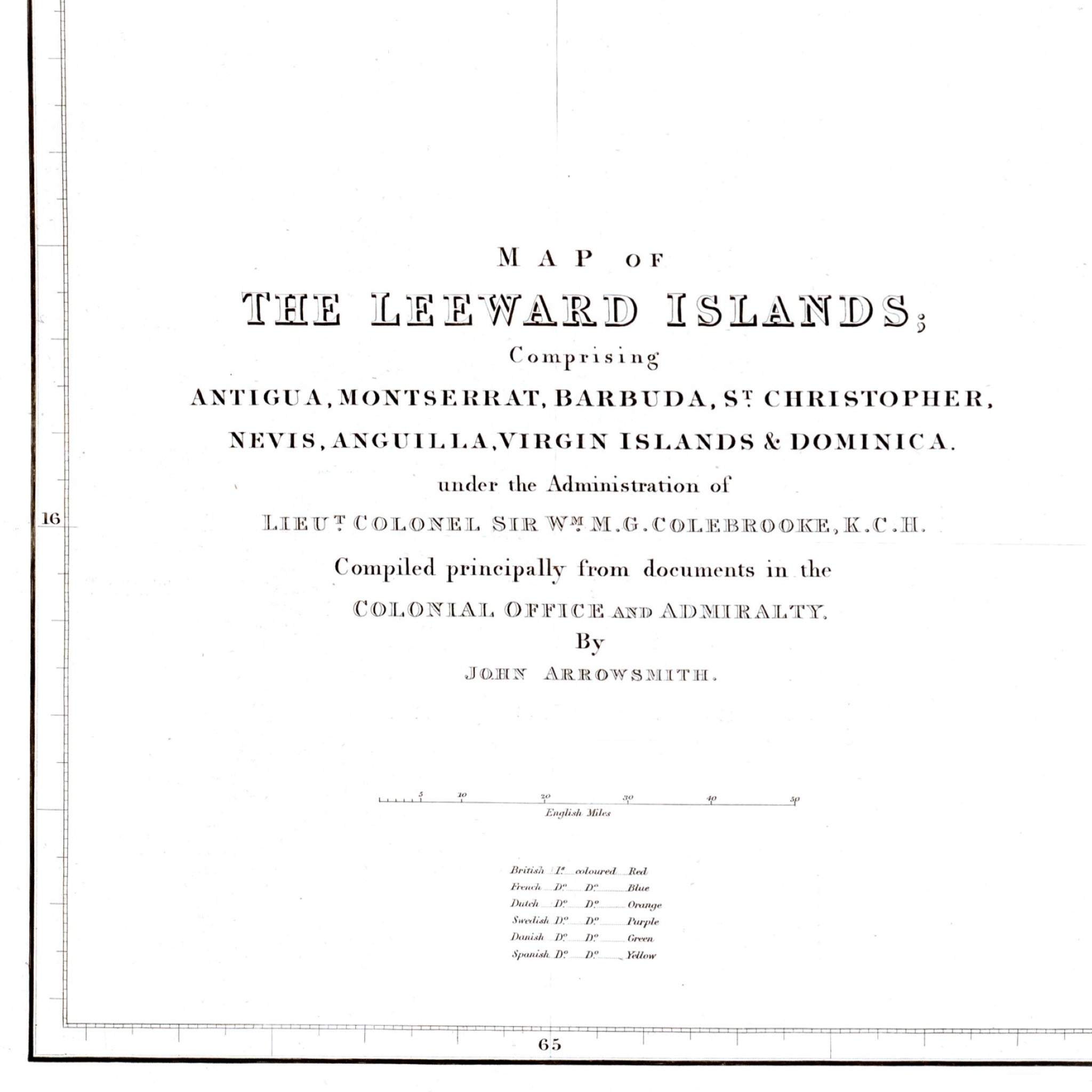 Leeward-Inseln | Karibik | Karte von 1858 | Giclée Druck