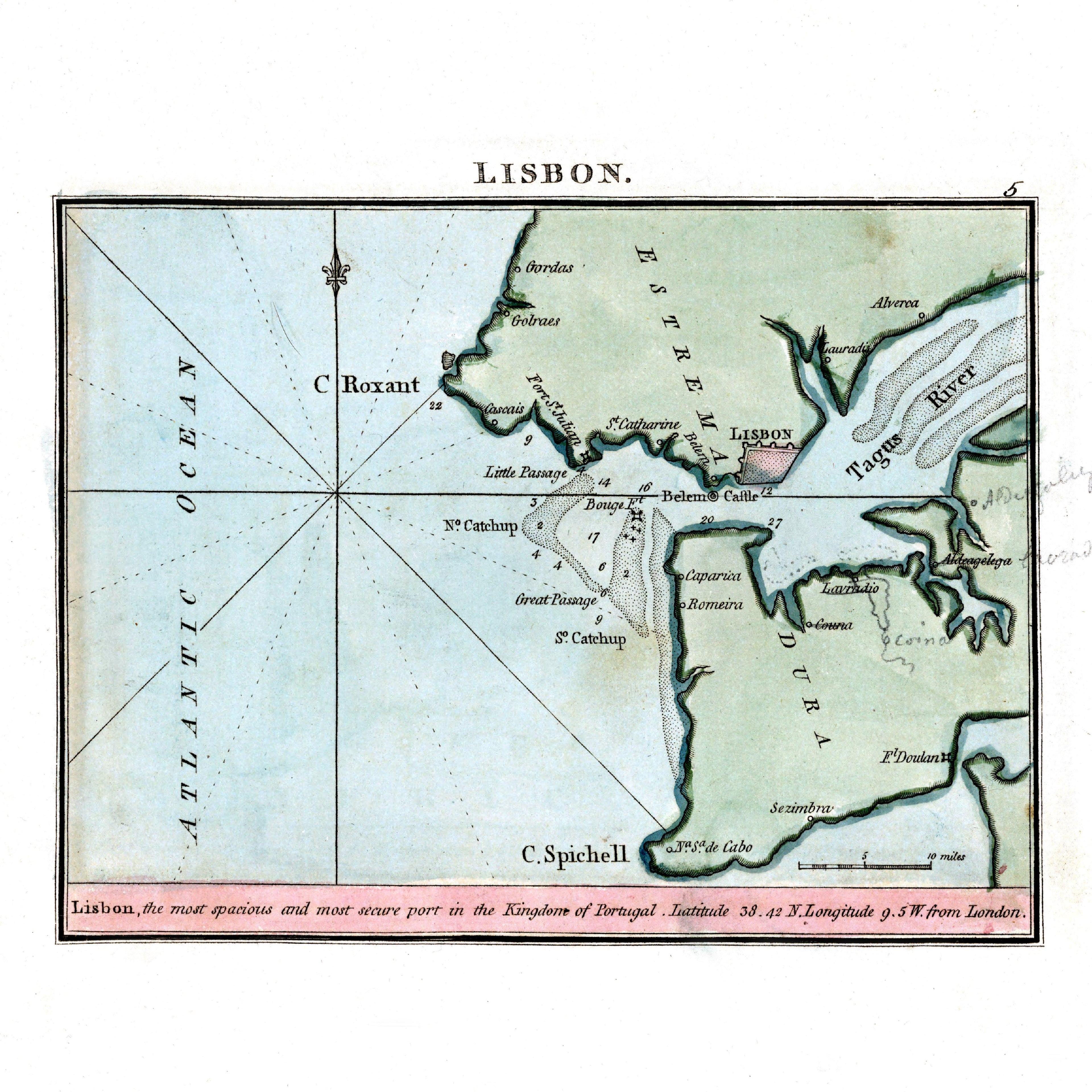 Seekarten-Atlas | Lissabon | Cadiz | Karte von 1801 | Giclée Druck