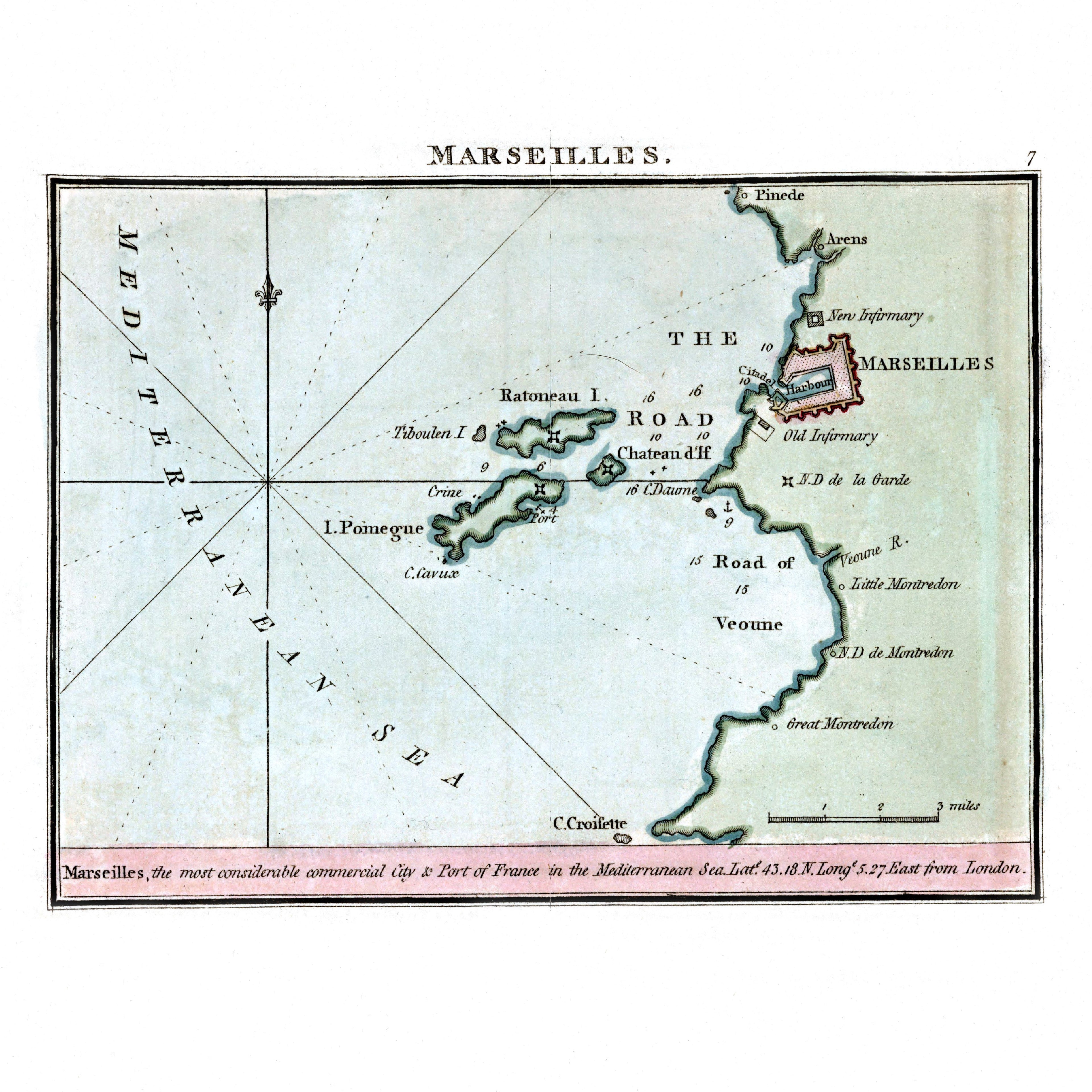 Seekarten-Atlas | Marseille | Toulon | Karte von 1801 | Giclée Druck