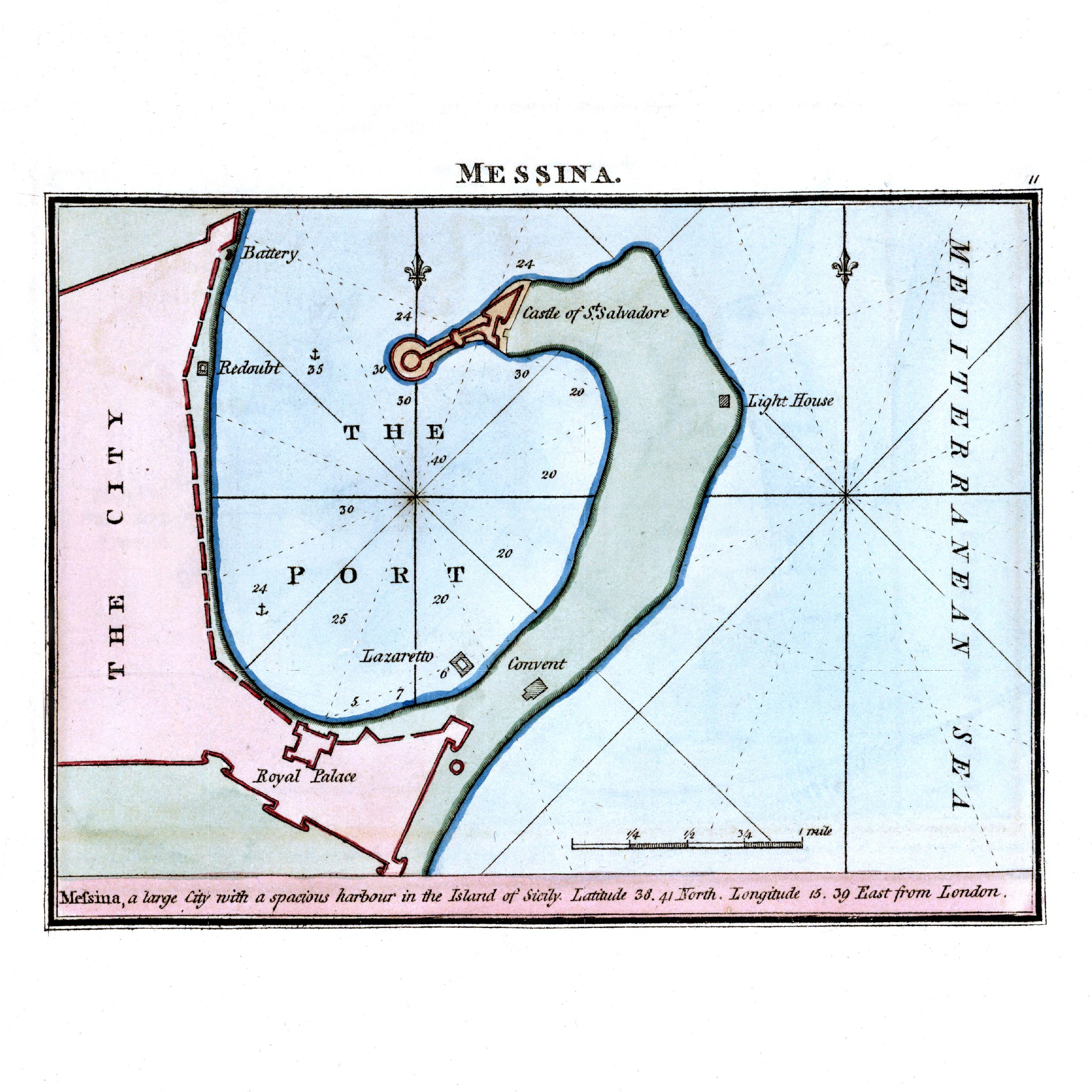 Seekarten-Atlas | Messina | Palermo | Karte von 1801 | Giclée Druck